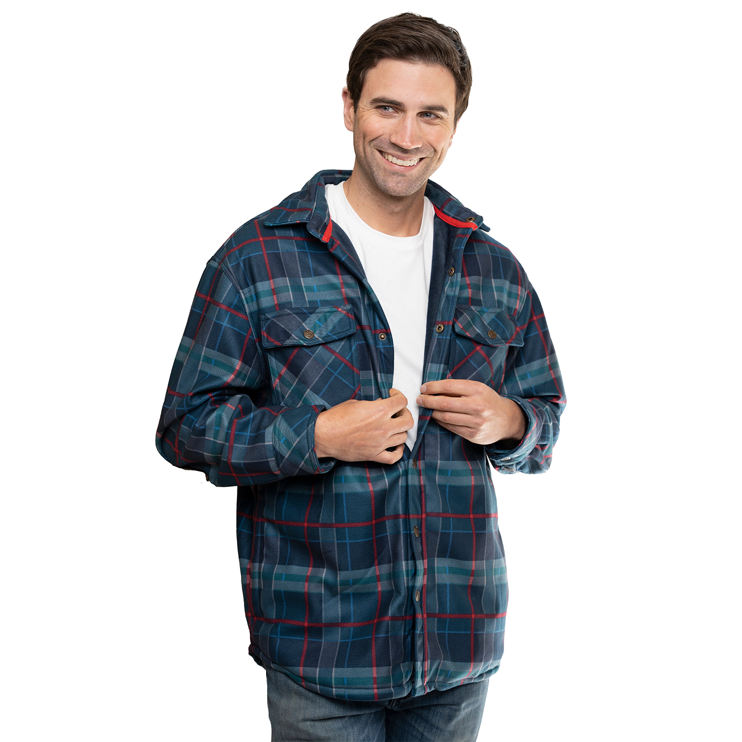 Gioberti Men's Checkered Flannel Jacket With Sherpa Underlining