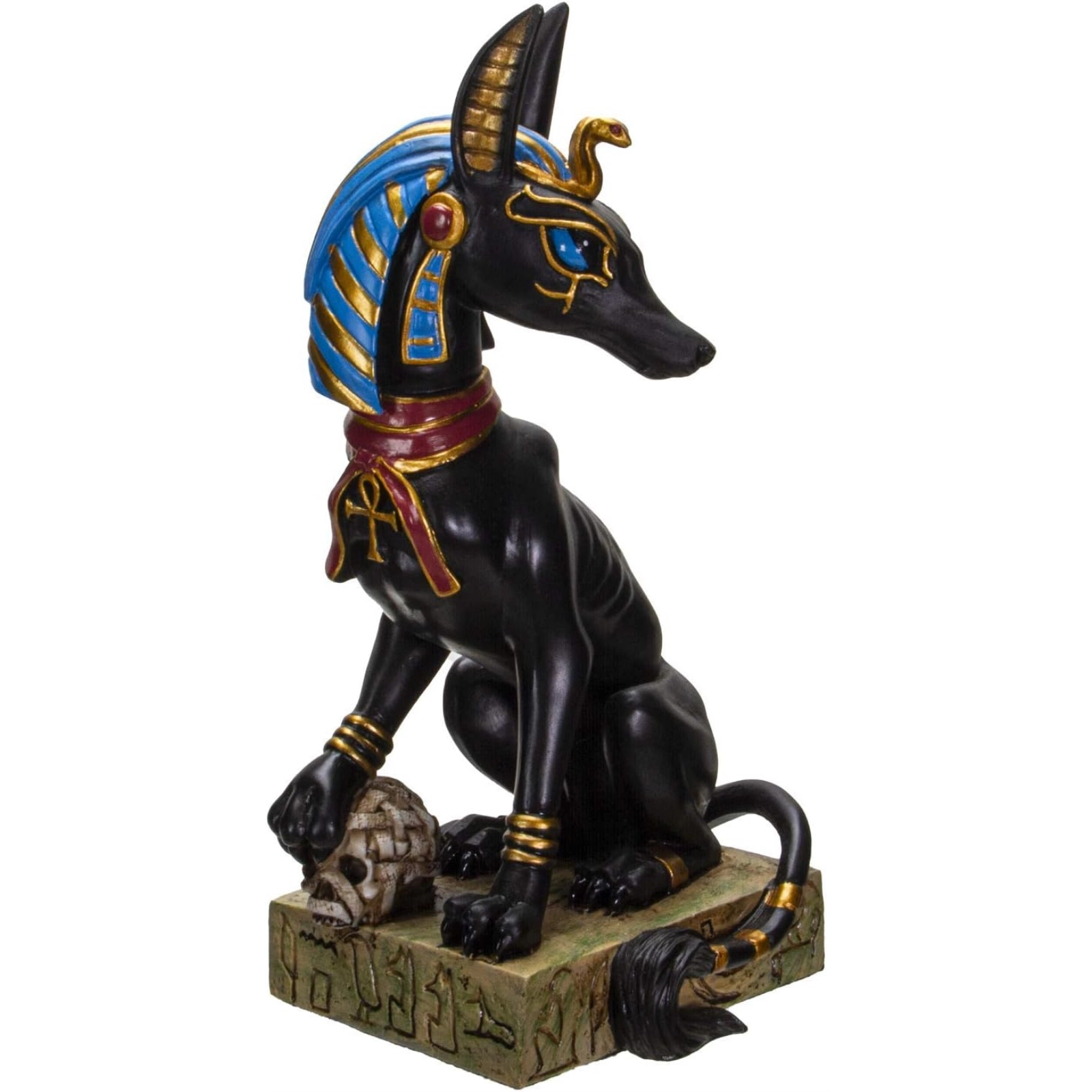 Pacific Giftware Egyptian God Of The Dead Anubis With Uraeus Crown Standing On Mummy Skull Figurine 8 inch