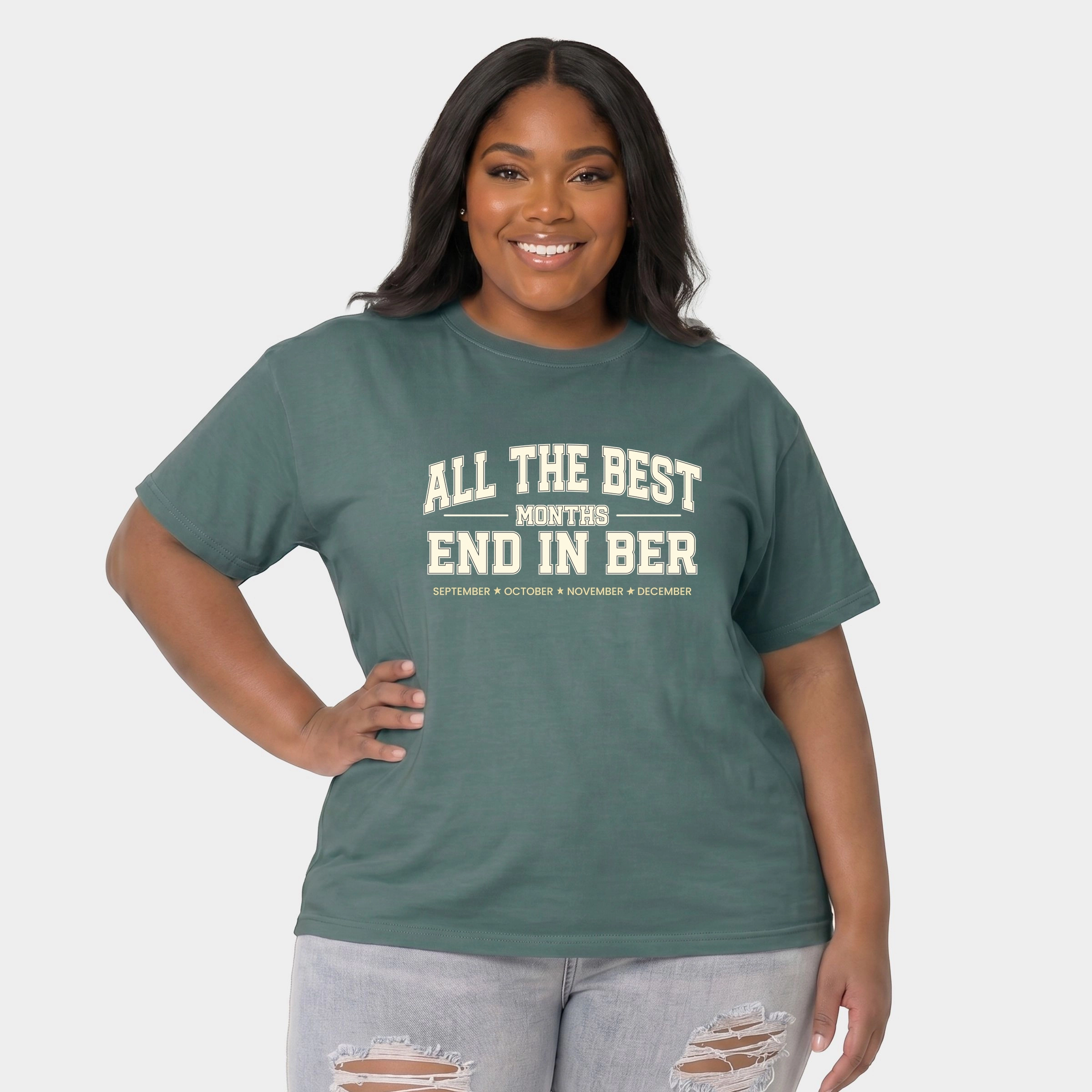 Simply Sage Market - Women's Plus Sized Garment Dyed Graphic T-Shirt All The Best Months End Ber