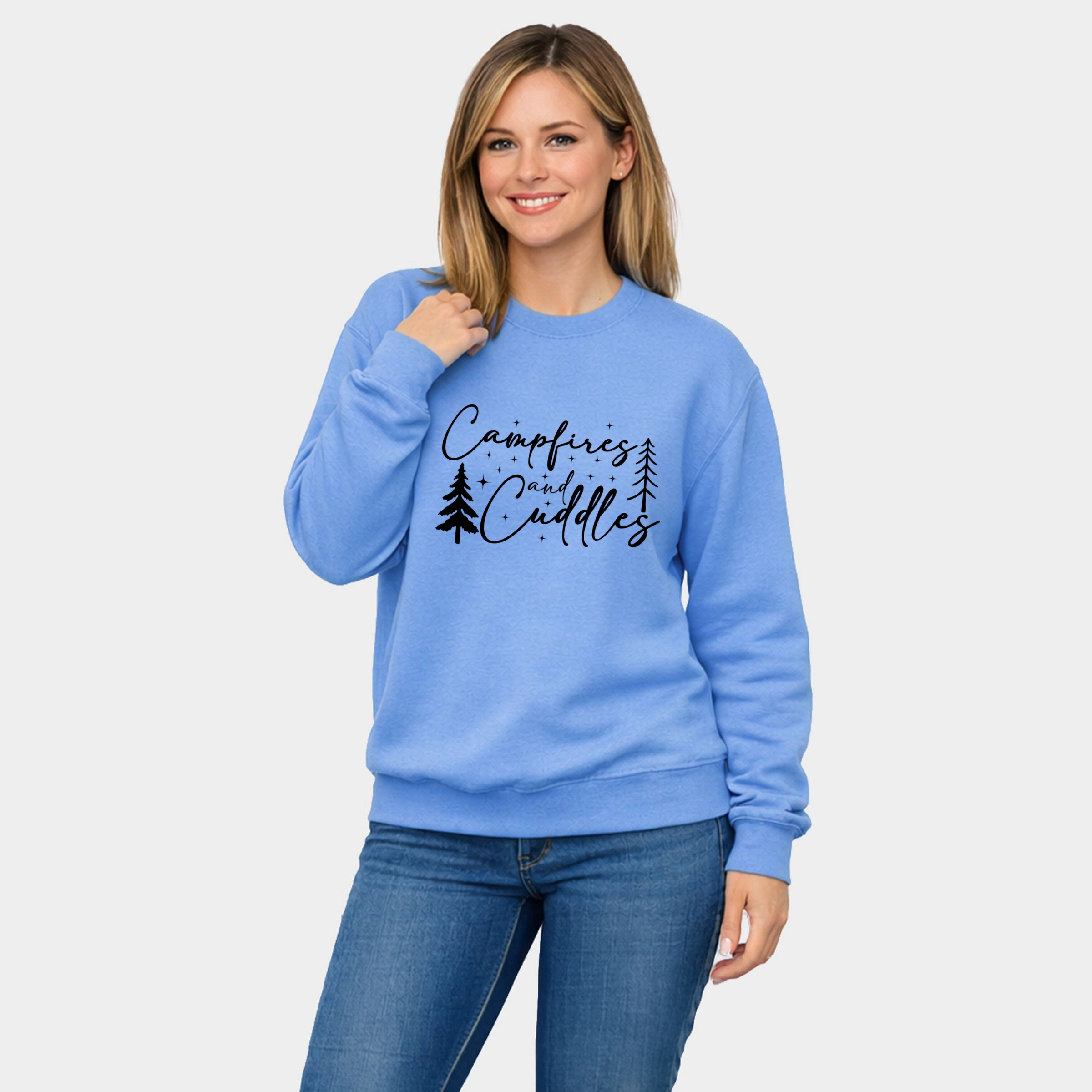 Simply Sage Market - Campfires And Cuddles Script  Women's Graphic Sweatshirt