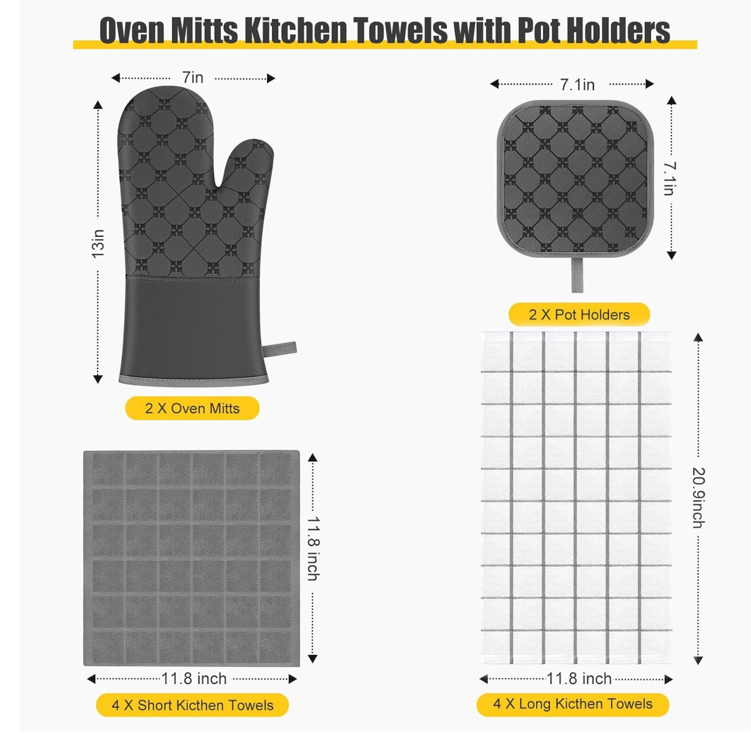 Stock Preferred Pack of 12 Kitchen Towel Oven Mitt and Pot Holder Set