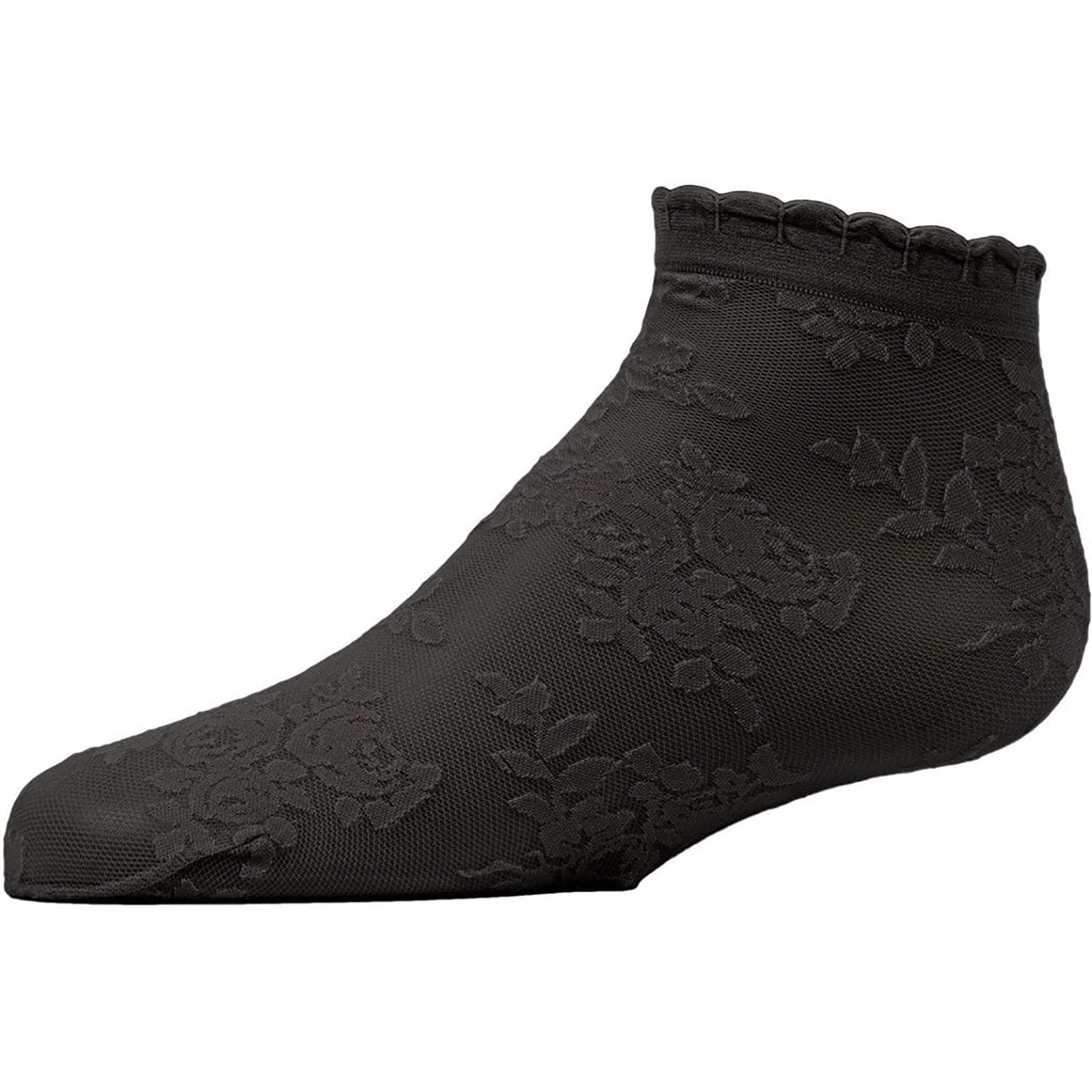 Memoi Botanic Sheer Girls Floral Embroidered Anklet Socks