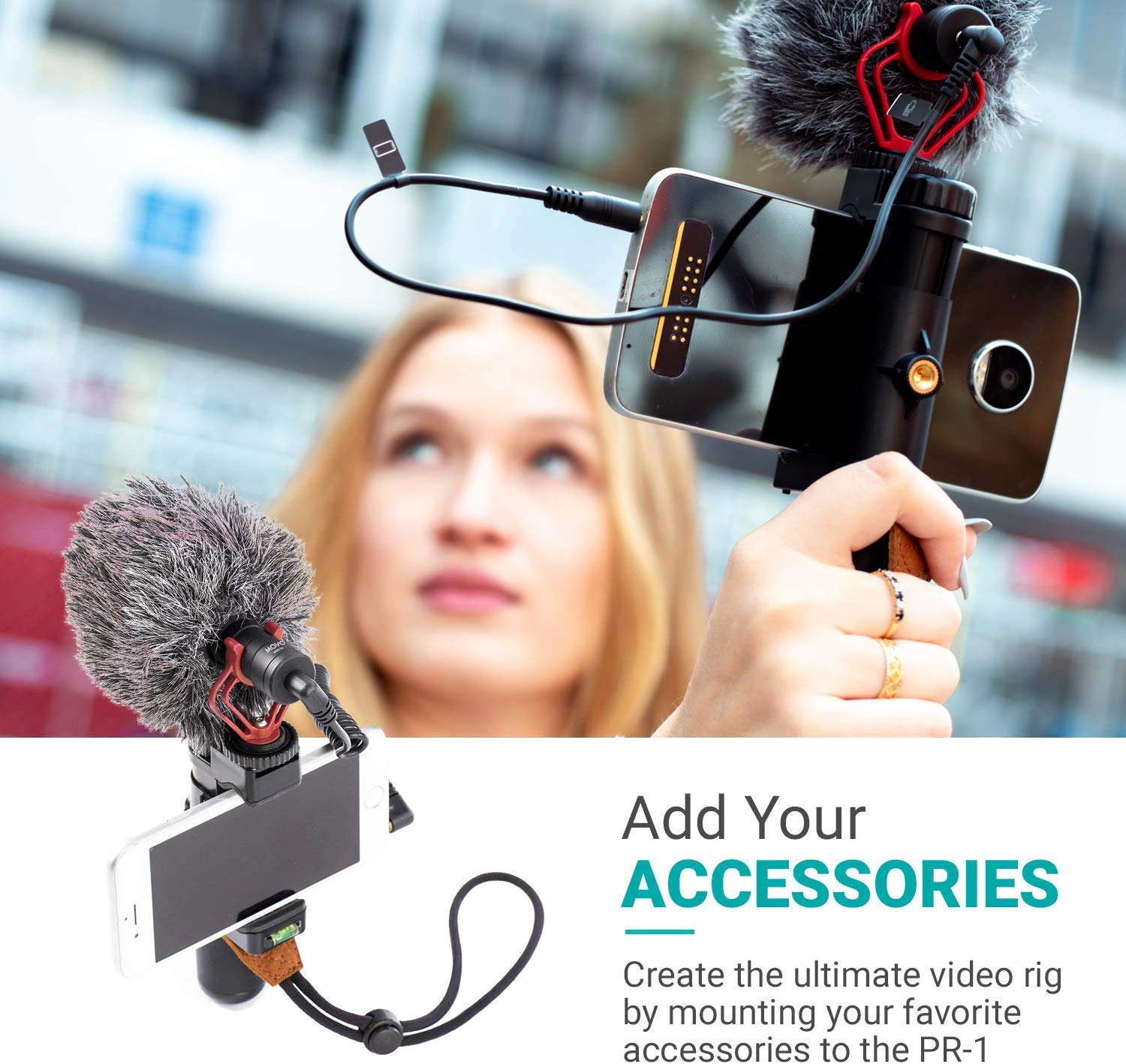 Movo PR-1 Smartphone Grip Handle Rig - Compatible with Most Smartphones
