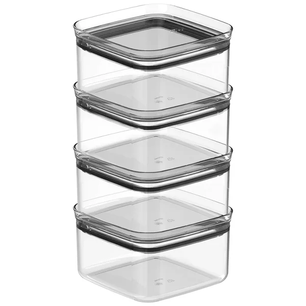 OU Airtight Food Storage Container 8pc, BPA Free Clear Plastic Containers w/ Leak Proof Lid, Stackable Pantry Organizer