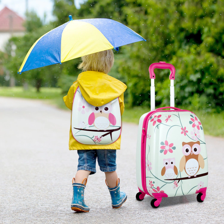 Hivvago 2 Pieces 12 Inch 16 Inch Green ABS Kids Suitcase