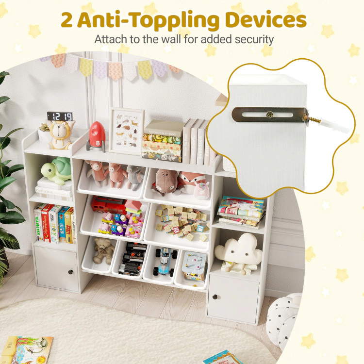 Hivvago Kids Toy Storage And Bookshelf With Boxes Open Shelves