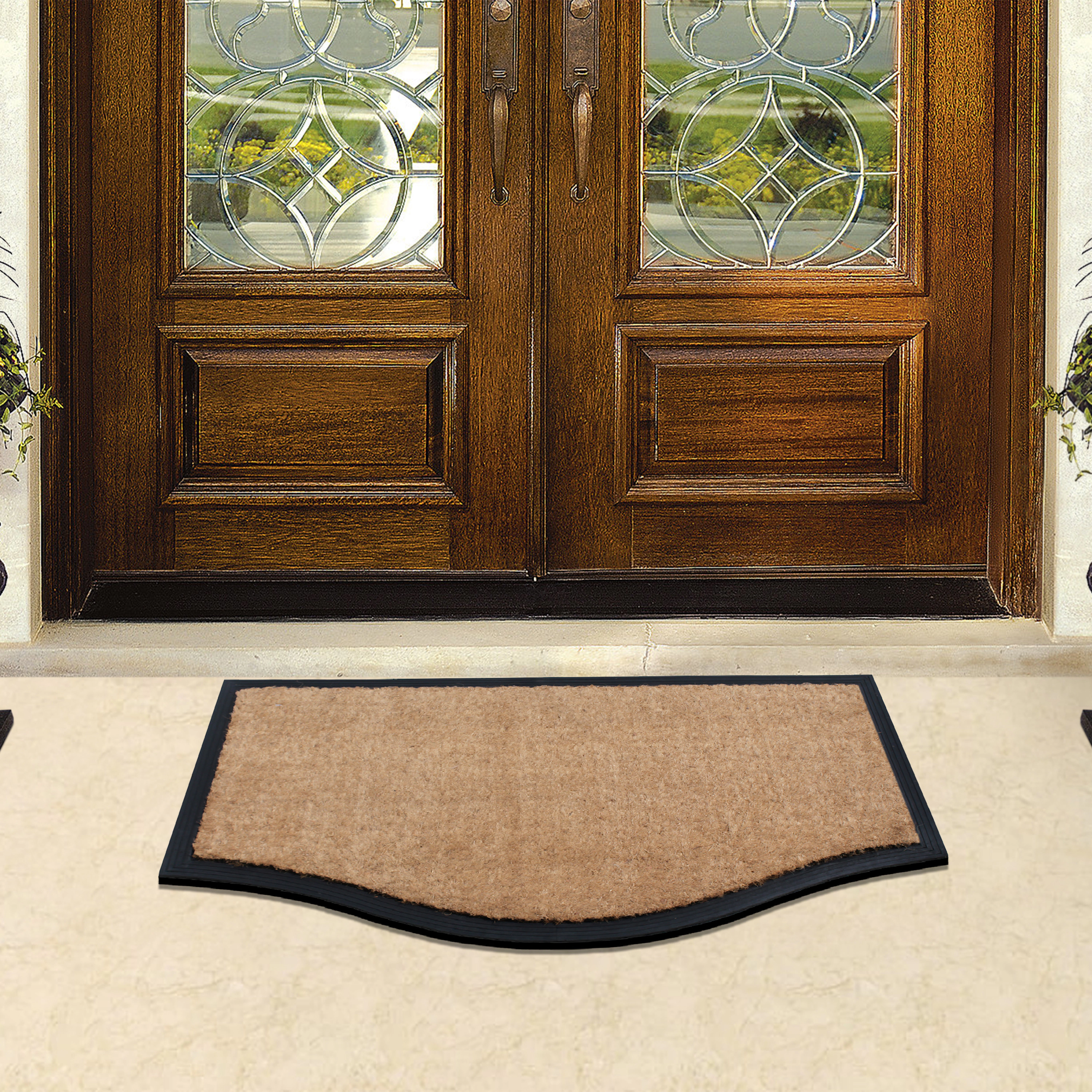 A1HC Coir and Rubber Door Mat 39x24 Inches Anti-Shed Heavy Duty Non-Slip Penta Black