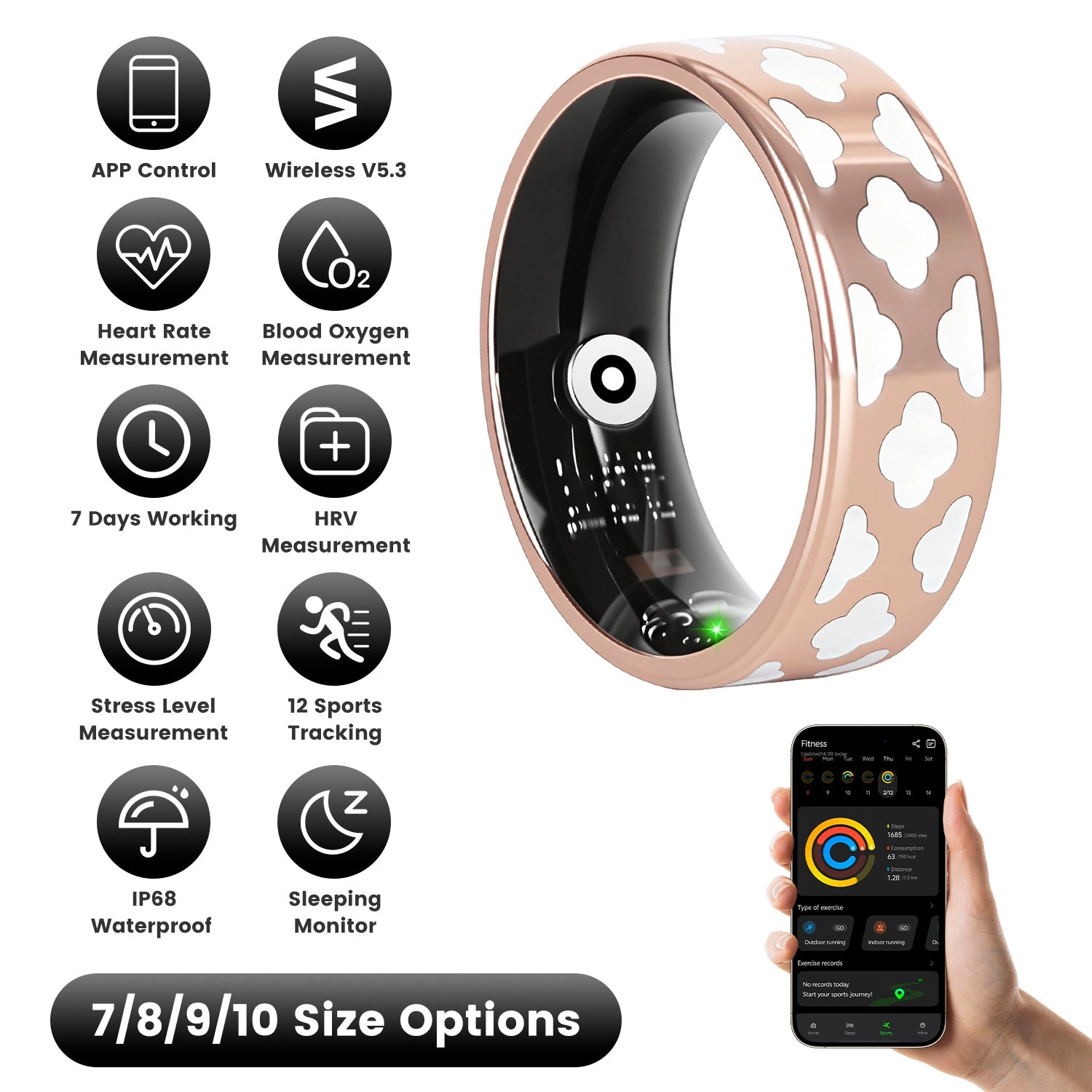 GBruno Titanium Smart Ring Health & Fitness Tracker