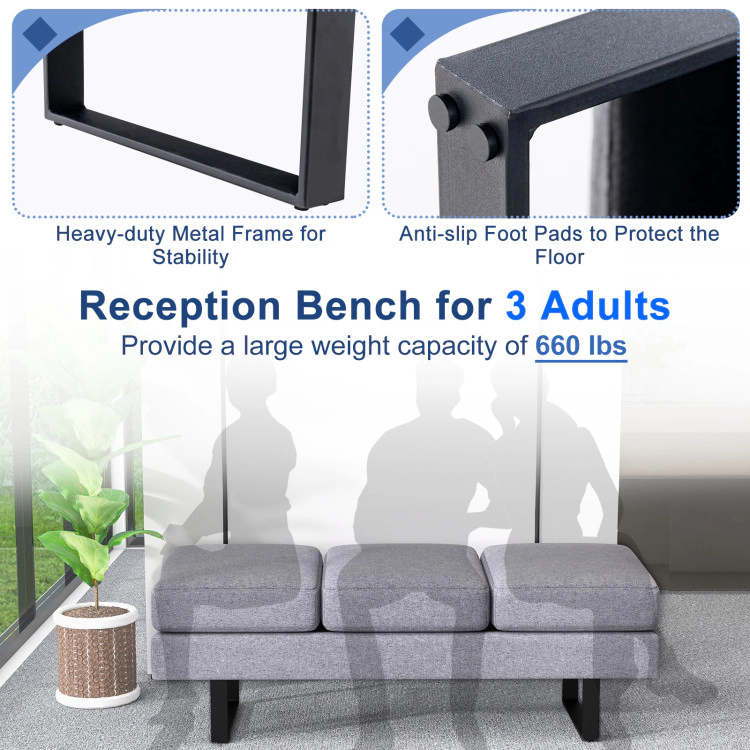 Hivvago Waiting Room Bench Seating Long Bench With Metal Frame Leg