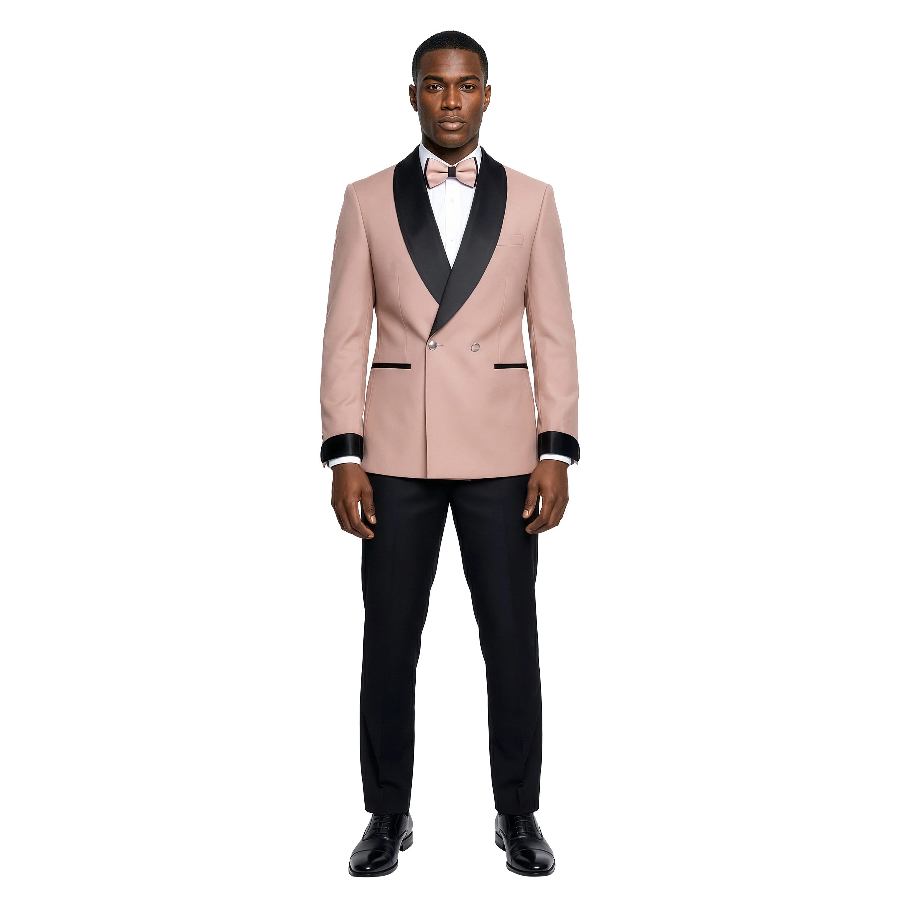 Tazzio Mens Satin Cuffed Sleeve Double Breasted Tuxedo 2pc Set, Skinny-Fit