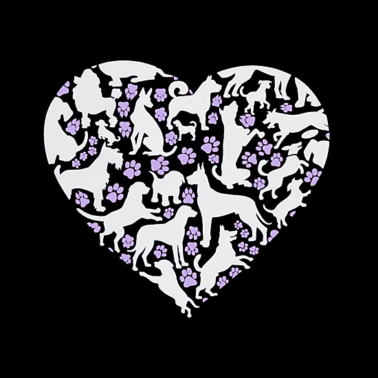 LA Pop Art Girls Long Sleeve Word Art T-Shirt - Dog Heart