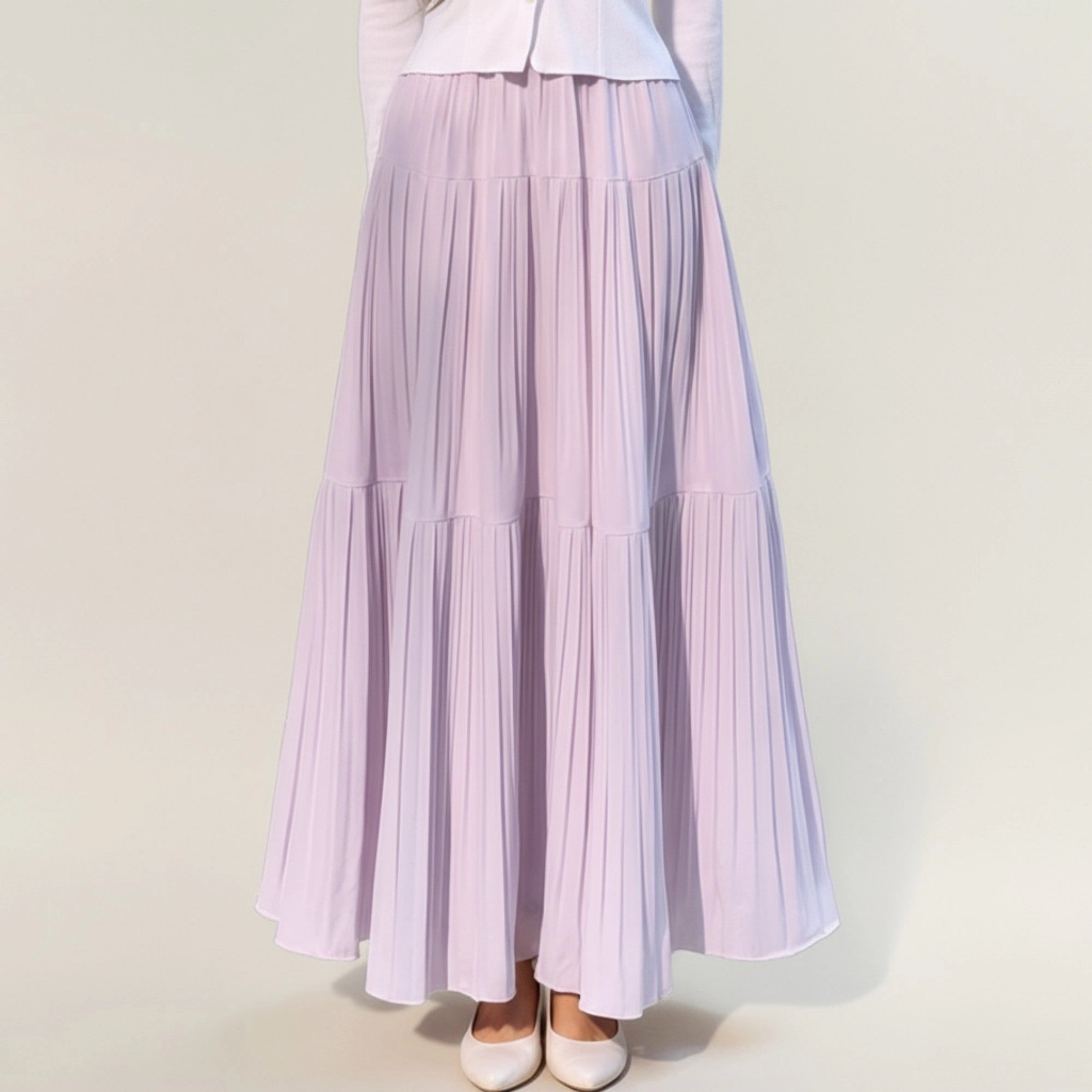Anna-Kaci Womens Tiered Pleated Maxi Skirt