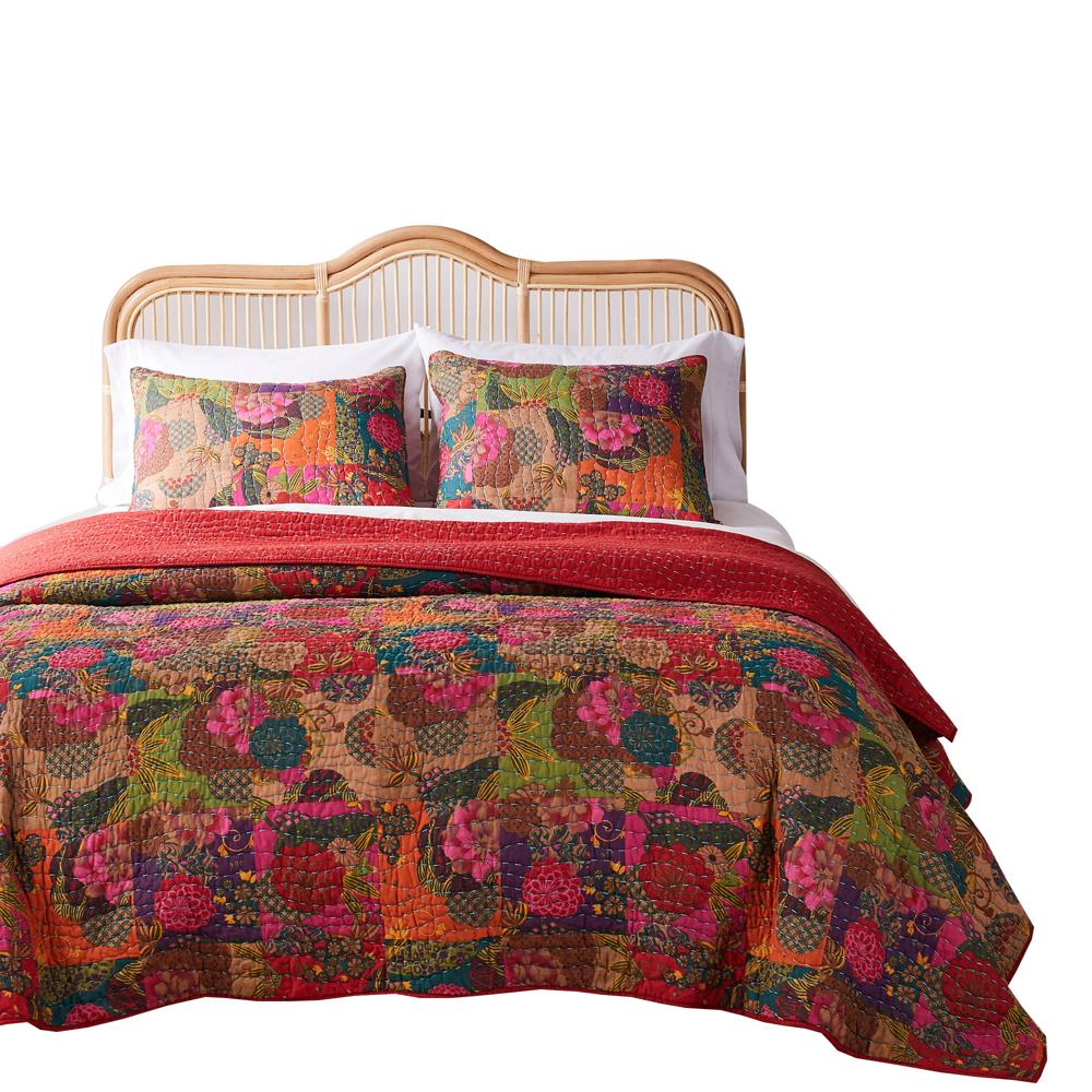 Greenland Home Fashion Jewel Quilt And Pillow Sham Set 3 Piece