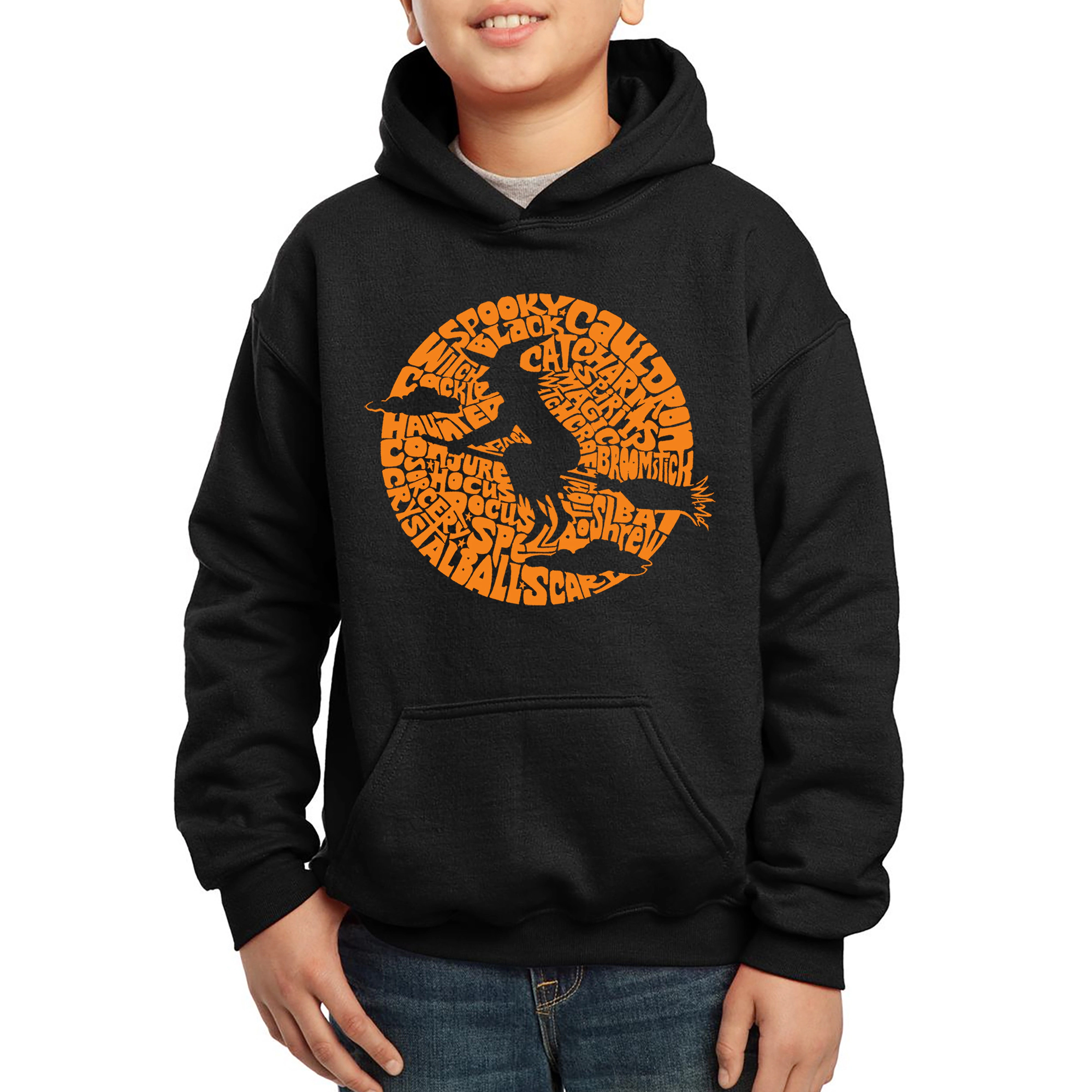 LA Pop Art Boy's Word Hoodie -  Spooky Witch