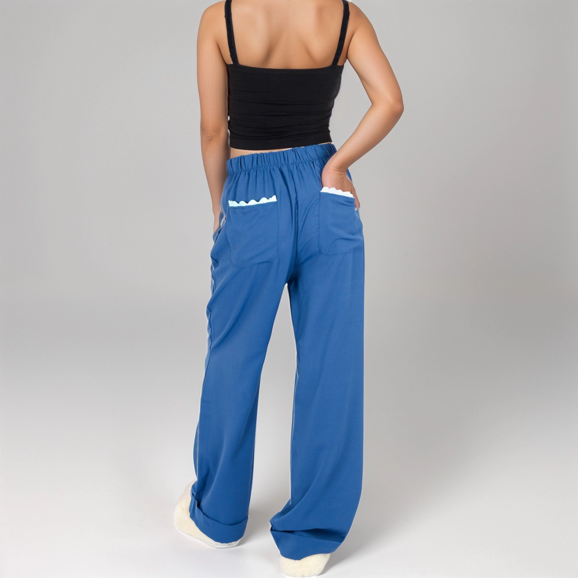 Anna-Kaci Women's Vertical Red Stripe Wide Leg Pants with Waistband and Full-Length Flowing Silhouette