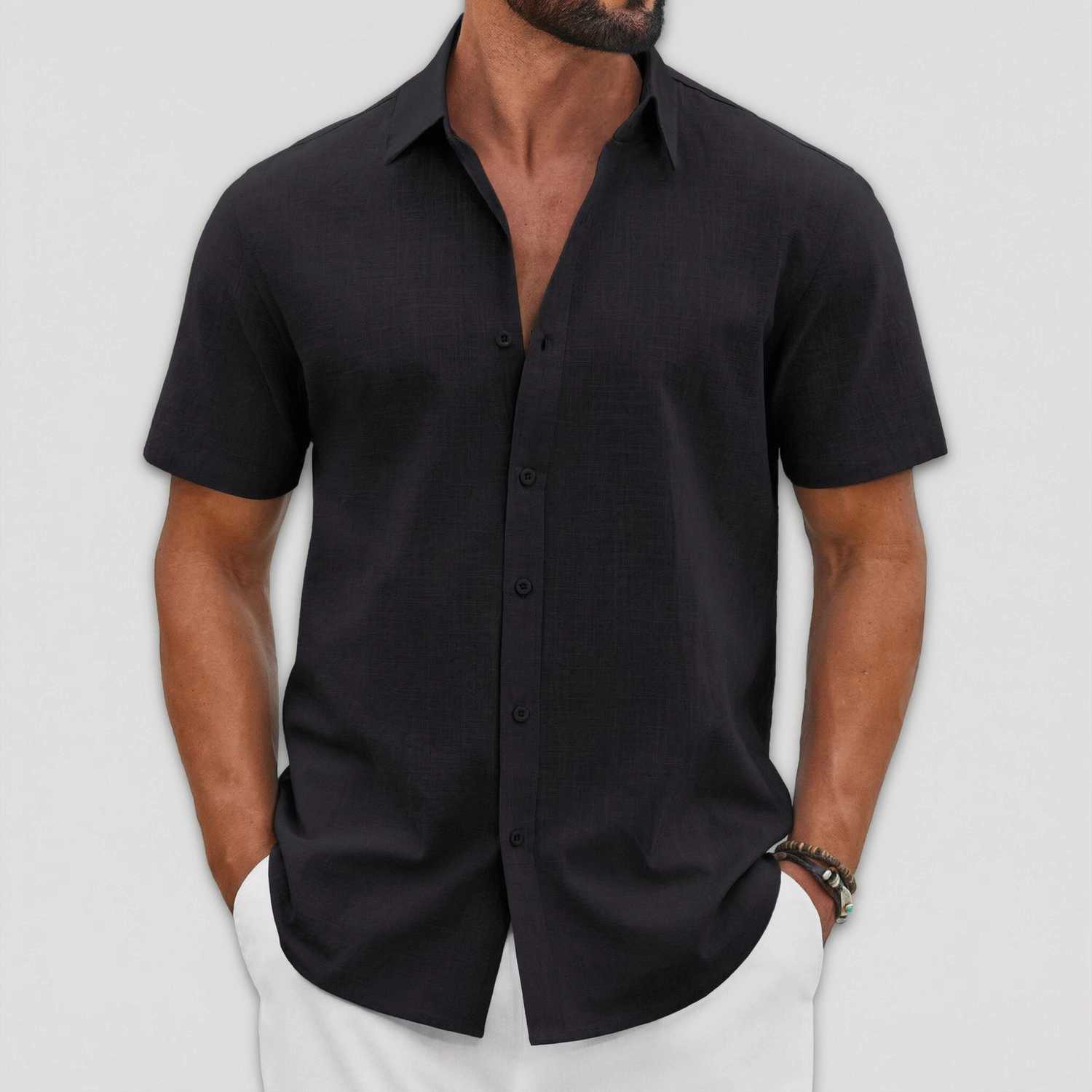 COOFANDY Mens Short Sleeve Button Down Shirts  V Neck Collared Casual Tops