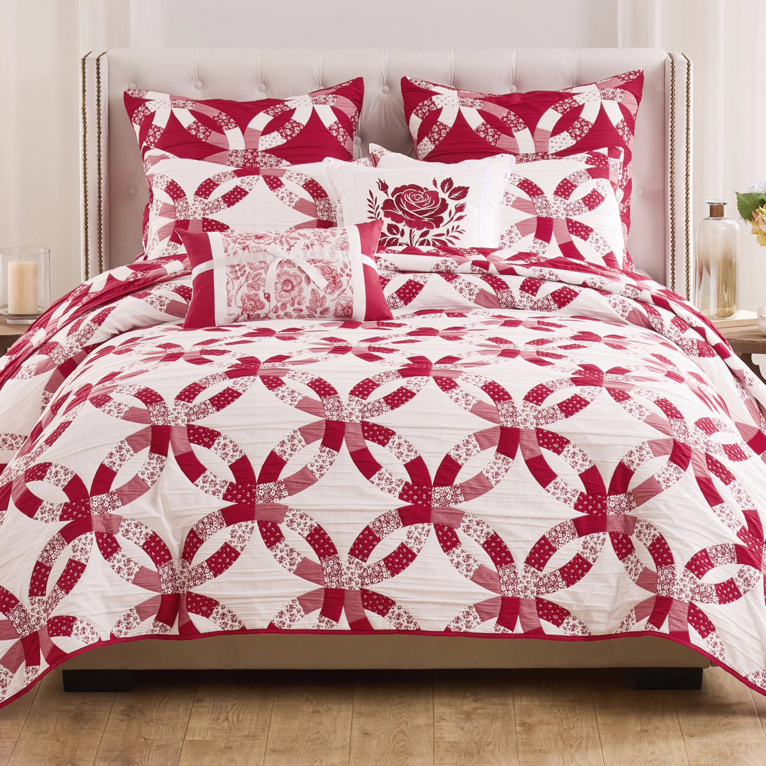 Greenland Home Fashions 100% Jacquard Woven Polyester Wedding Ring Coverlet 3 Piece Set