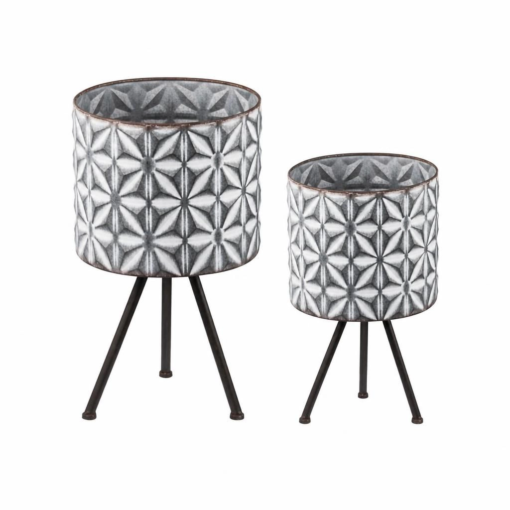 WOW PIONEER Sturdy Iron Planter Pot for Patio Balcony Entryway Indoor Outdoor Decor