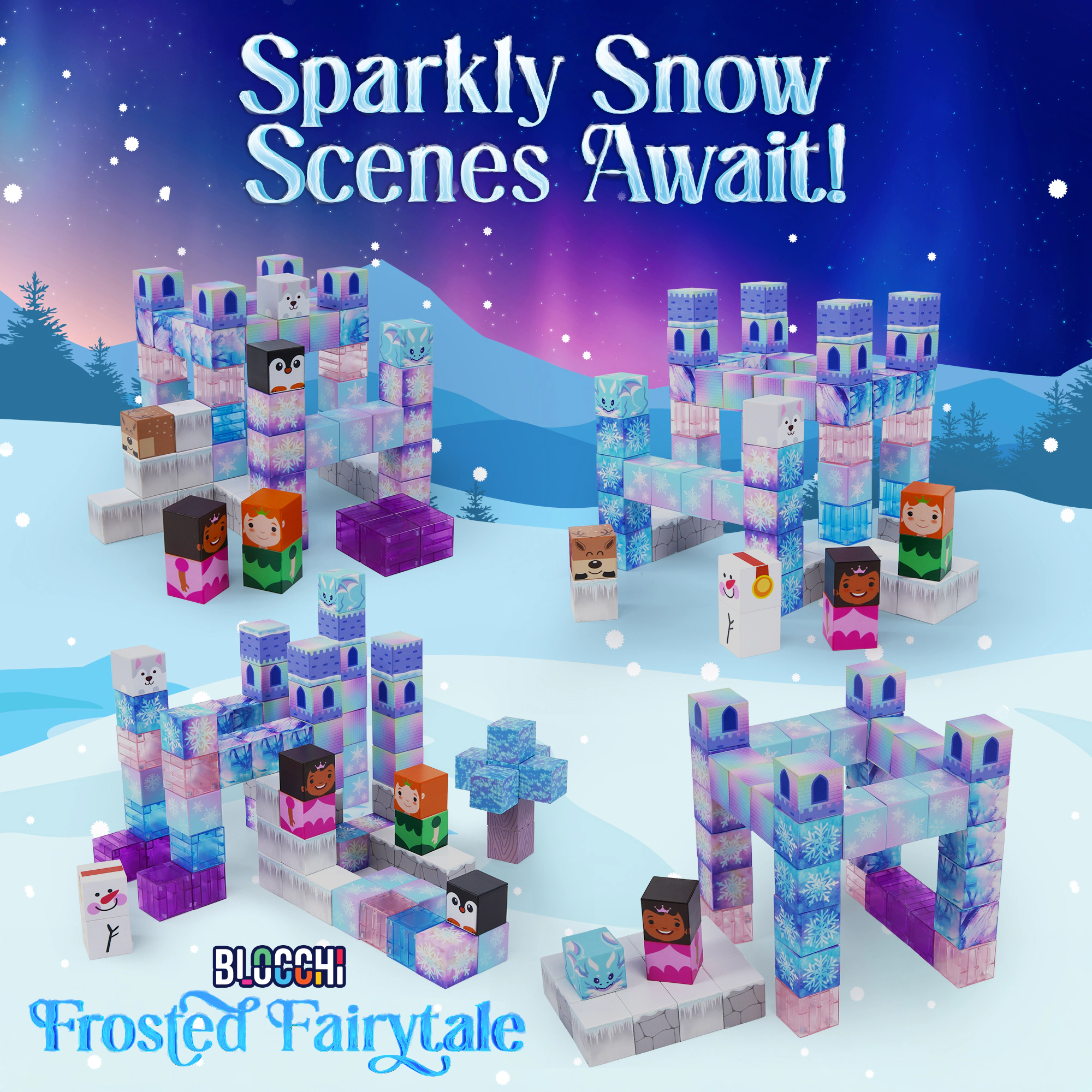 USA Toyz Blocchi Frosted Fairytale Magnetic Building Blocks 84pc Construction Set Toy for Kids