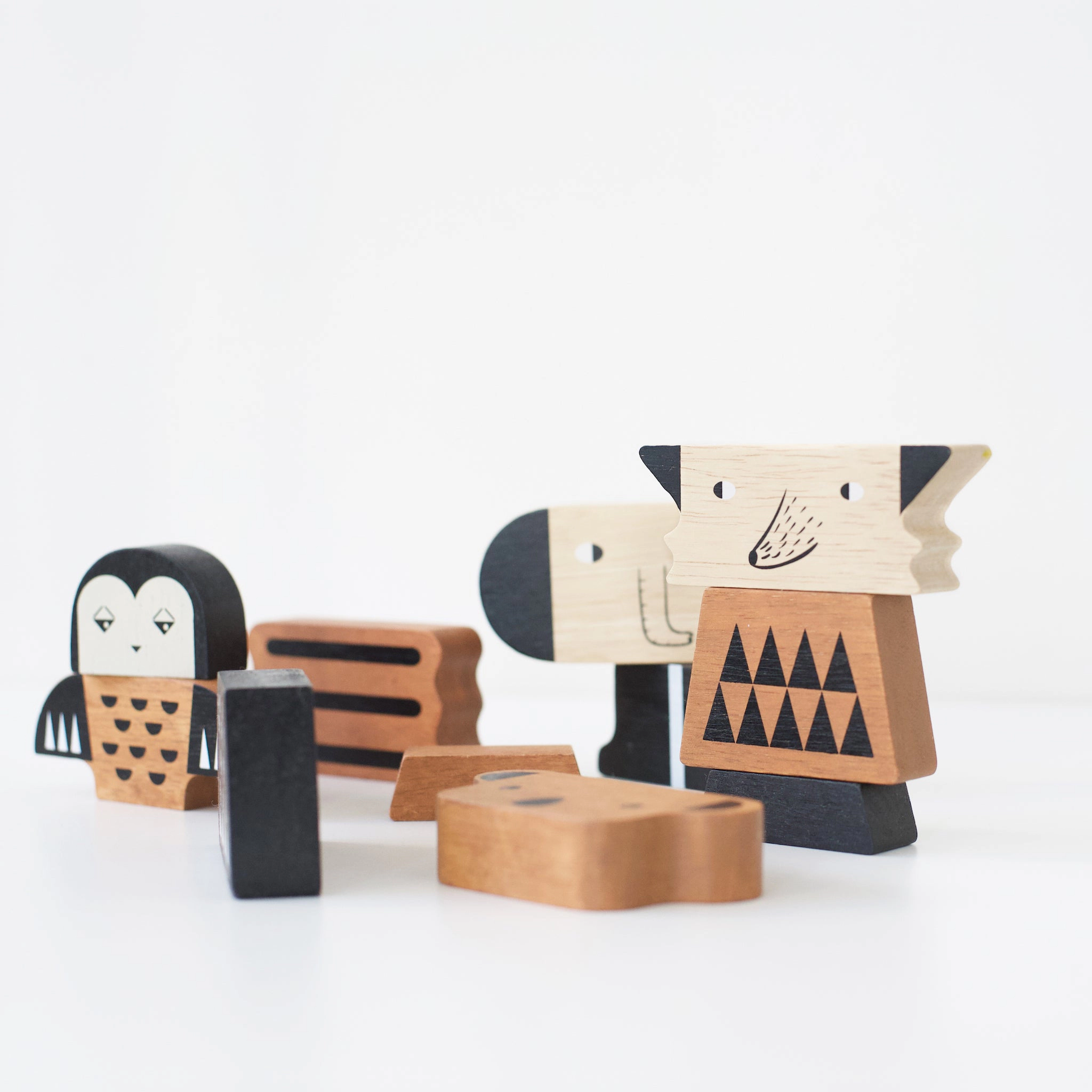 Wee Gallery Animal Tower wooden stacking blocks