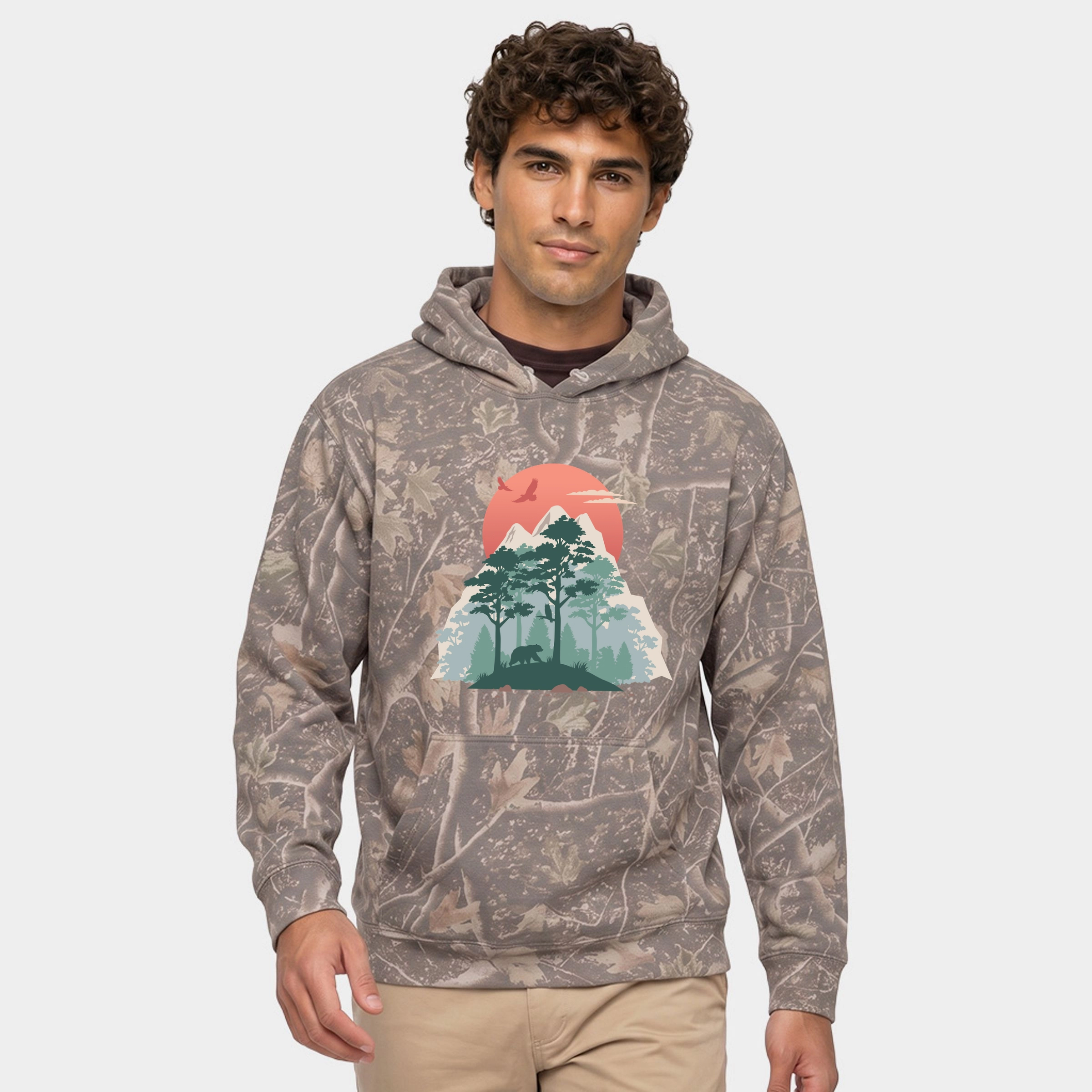 Simply Sage Market - Men's Camo Hoodie Bear Forest