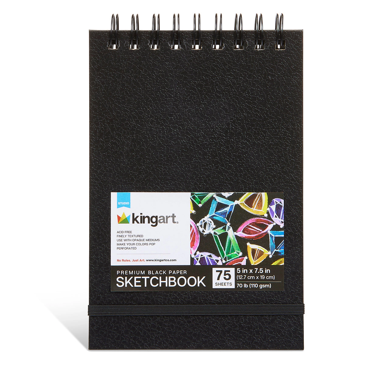 KINGART Black Paper Sketchbook 5 x 7.5 in, 75 Sheets