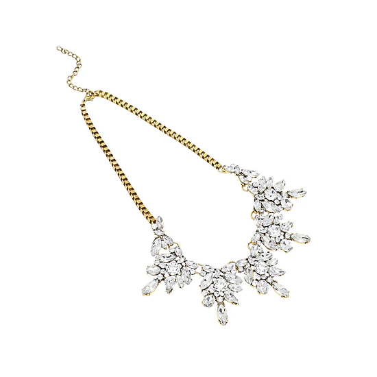 SOHI Women's Crystal Silver Chunky Crystal Statement Necklace