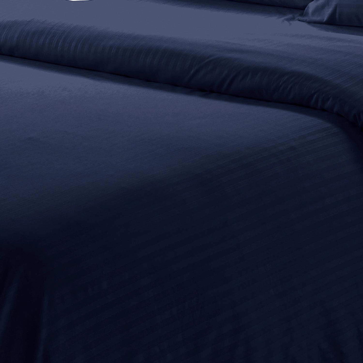Plazatex Dobby Stripe Luxurious Ultra Soft Moisture Wicking Solid Color 6 Pieces Sheet Set Queen Navy