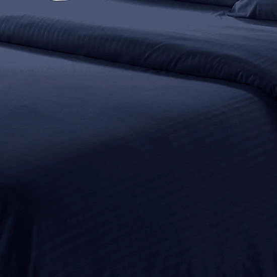 Plazatex Dobby Stripe Luxurious Ultra Soft Moisture Wicking Solid Color 4 Pieces Sheet Set Twin Navy