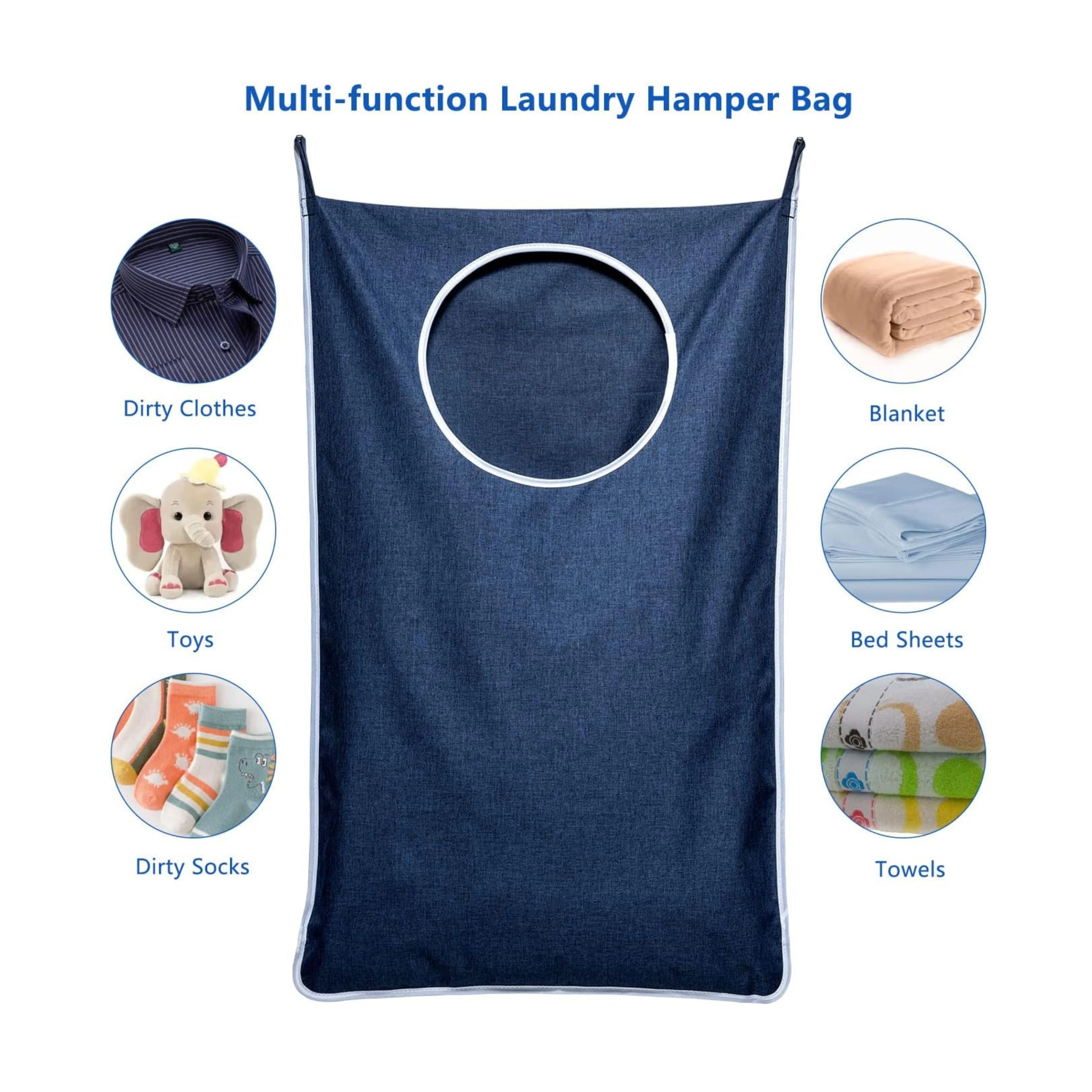 Stock Preferred Hanging Laundry Hamper Bag with Hooks for Dirty Clothes Storage
