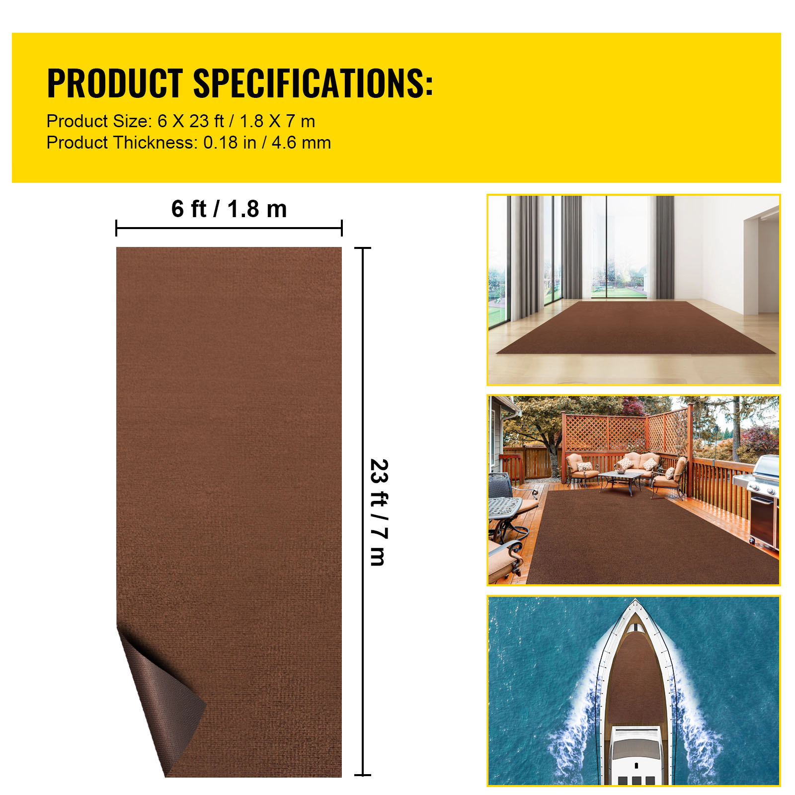 HONGGE Marine Carpet Boat Carpeting Marine Grade Boat Carpet Indoor/Outdoor Marine Carpeting with Water-proof TPR
