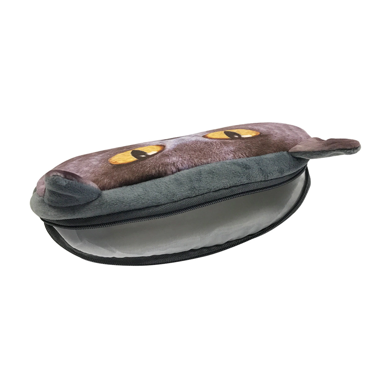 Wrapables 3D Animal Cats & Dogs Pencil Pouch, Tiger Stripe, Gray