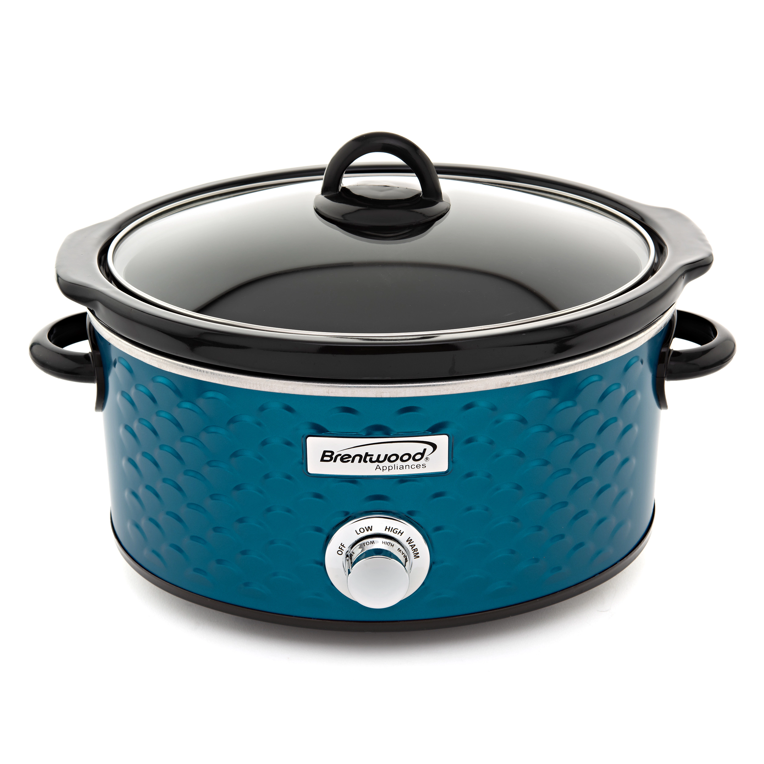 Brentwood Scallop Pattern 4.5 Quart Slow Cooker Blue