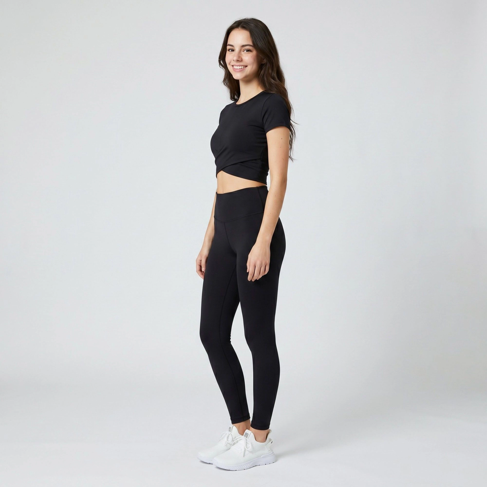 Anna-Kaci Women's Short Sleeve Twist Front Crop Workout Top Crew Neck Yoga Activewear T-Shirt