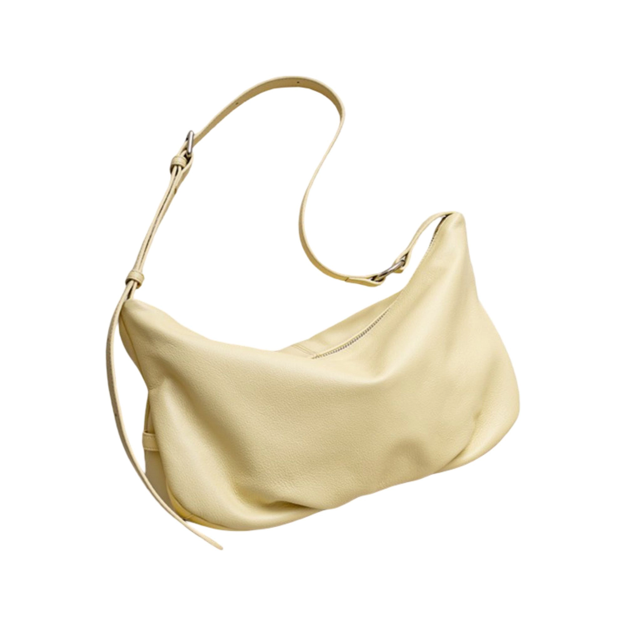 Alilang Women's Slouchy Leather Shoulder Bag with Adjustable Strap Soft Crescent Silhouette and Zip Closure