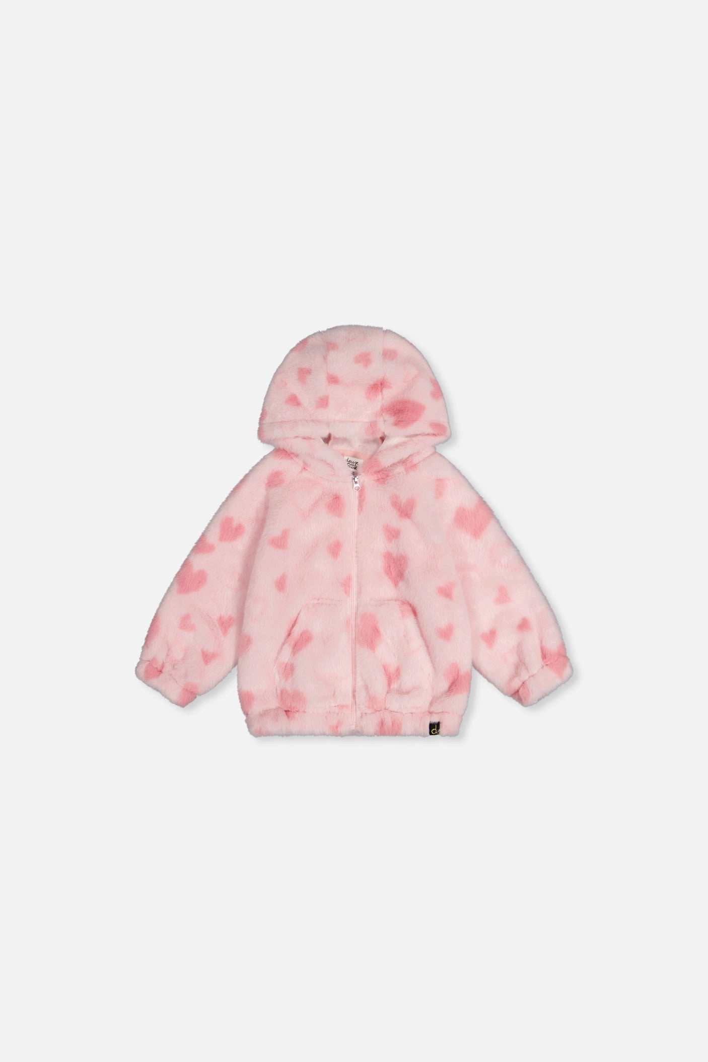 Deux par Girls Heart Jacquard Hooded Full Zip Faux Fur Jacket