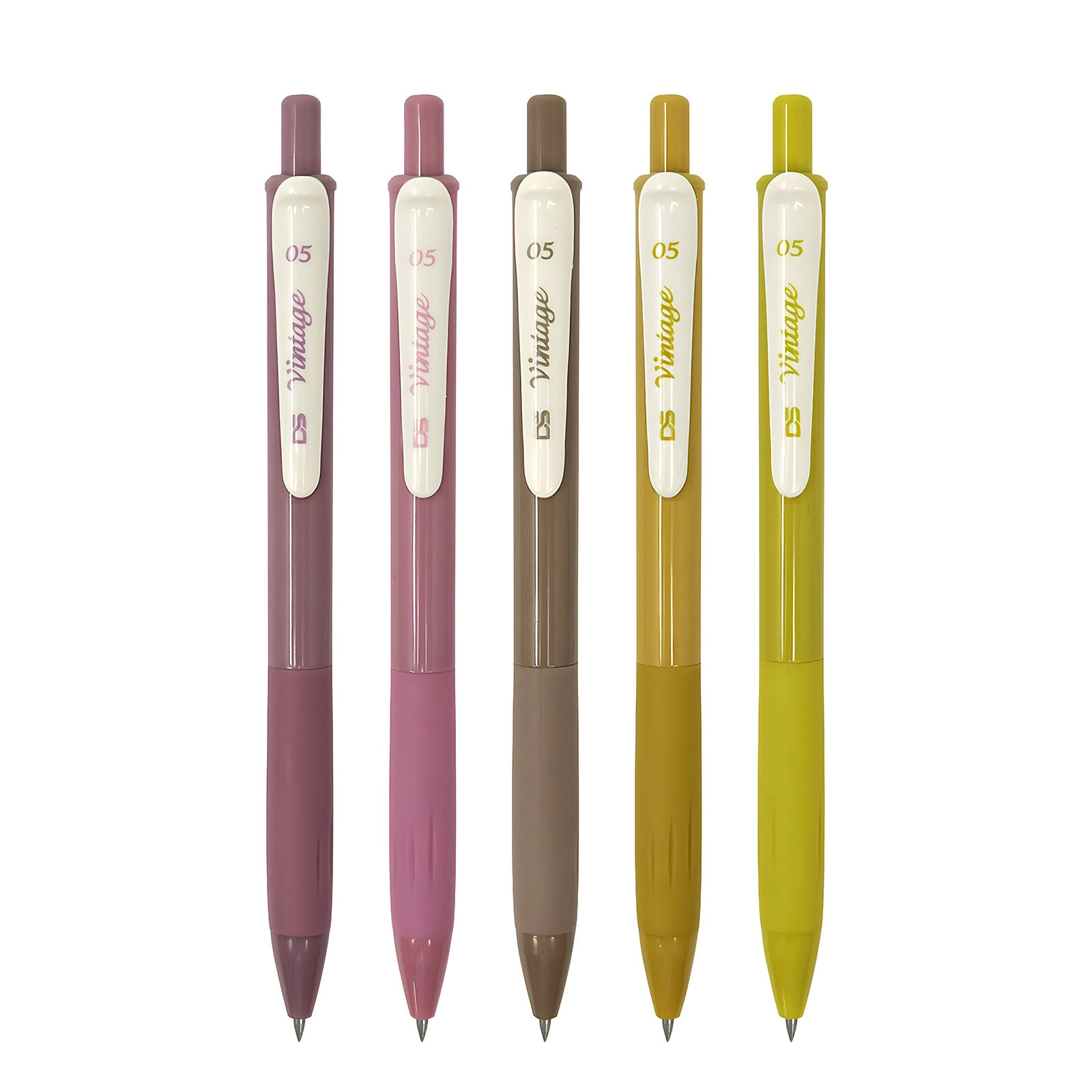 Wrapables Multi-Color Retractable Gel Pens, 0.5mm Fine Point for Writing, Spring Neutral, Set of 5