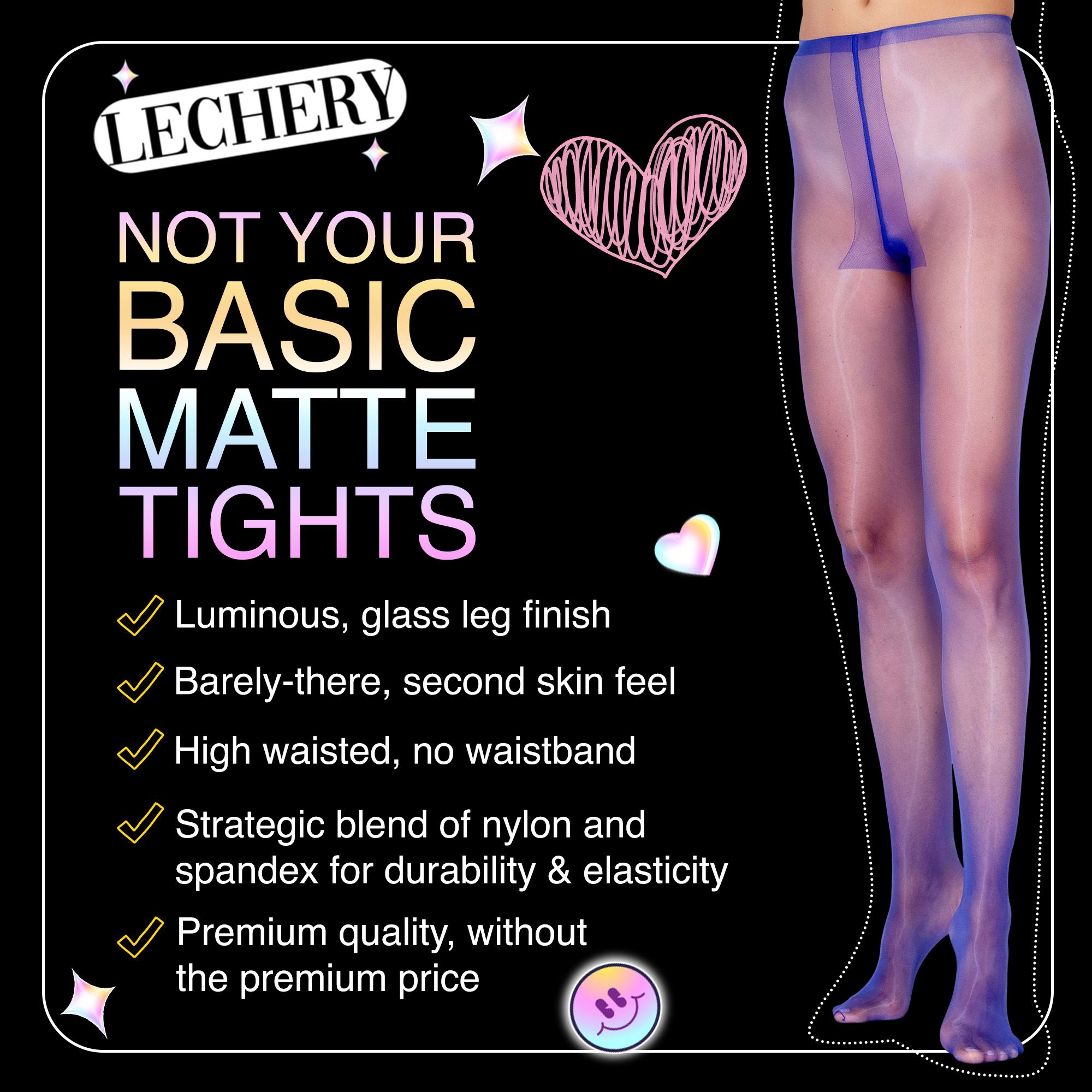 LECHERY Women's Sheer Tights Lustrous Silky Shiny 20 Denier High Waist Stocking Panty Hose Nylons