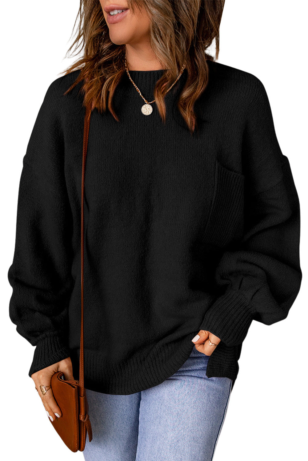 Threaded Pear Women's Ella Color Puffy Sleeve Sweater