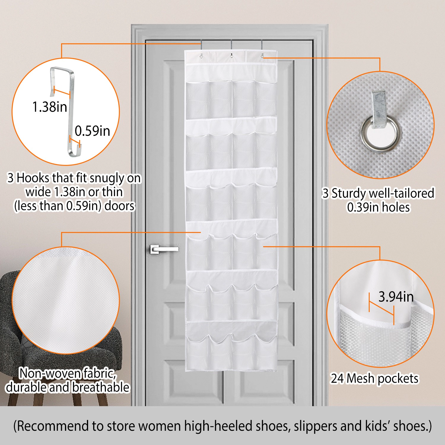 GBruno 24-Pocket Over-the-Door Shoe Organizer