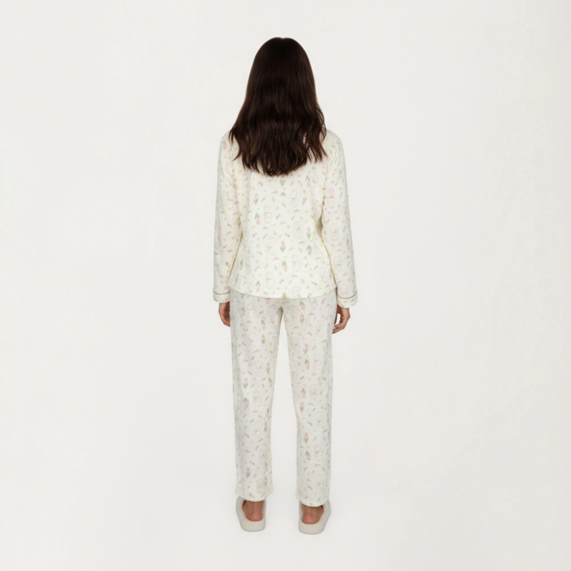 Anna-Kaci Women's 2-Piece Long Sleeve Button Front Top and Relaxed Fit Pants Pajama Set with Tulip Print