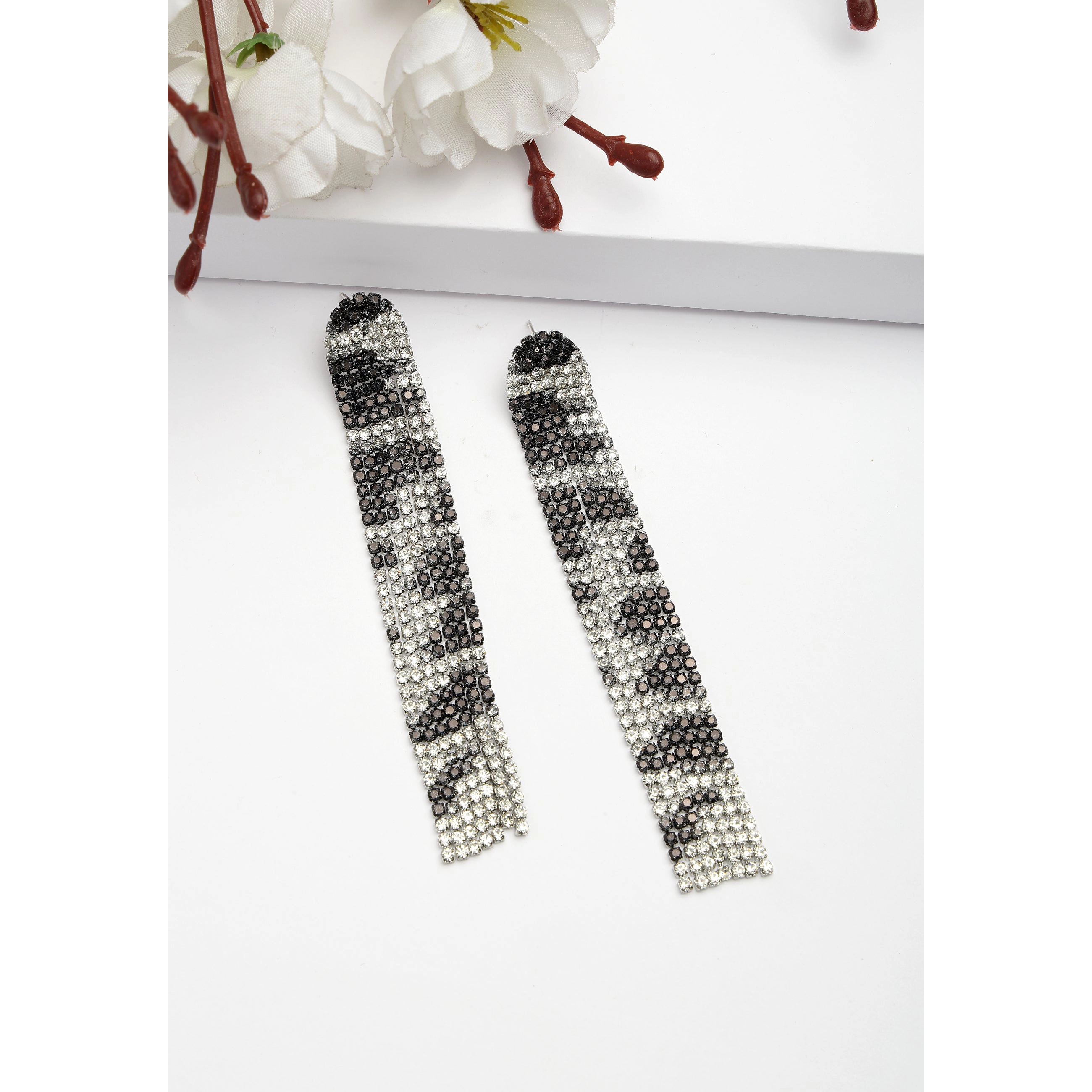 AGP PARIS Womens Diva Long Fringe Chandelier Drop Earrings