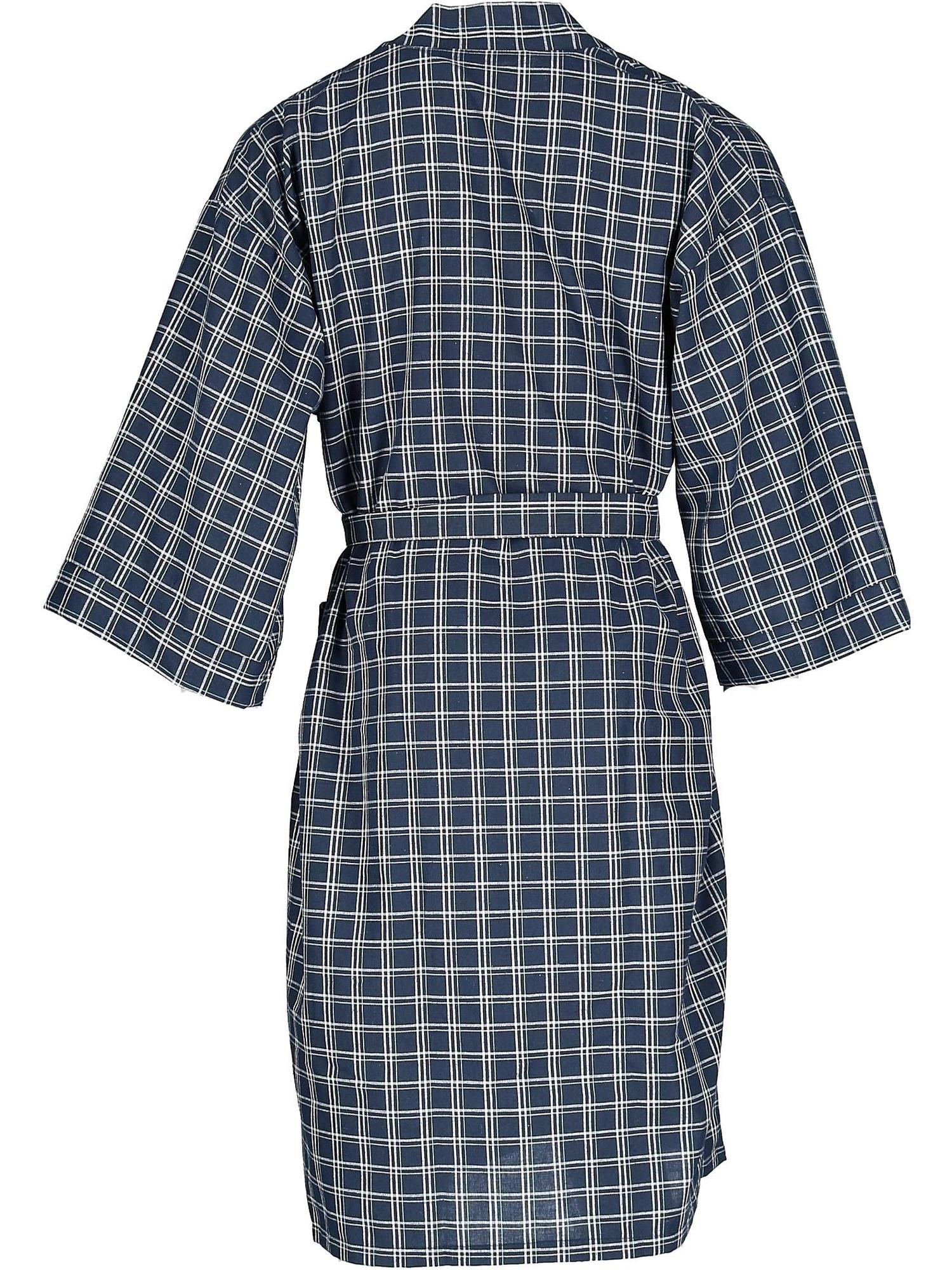Leisureland Men's Plaid Kimono Broadcloth Robe