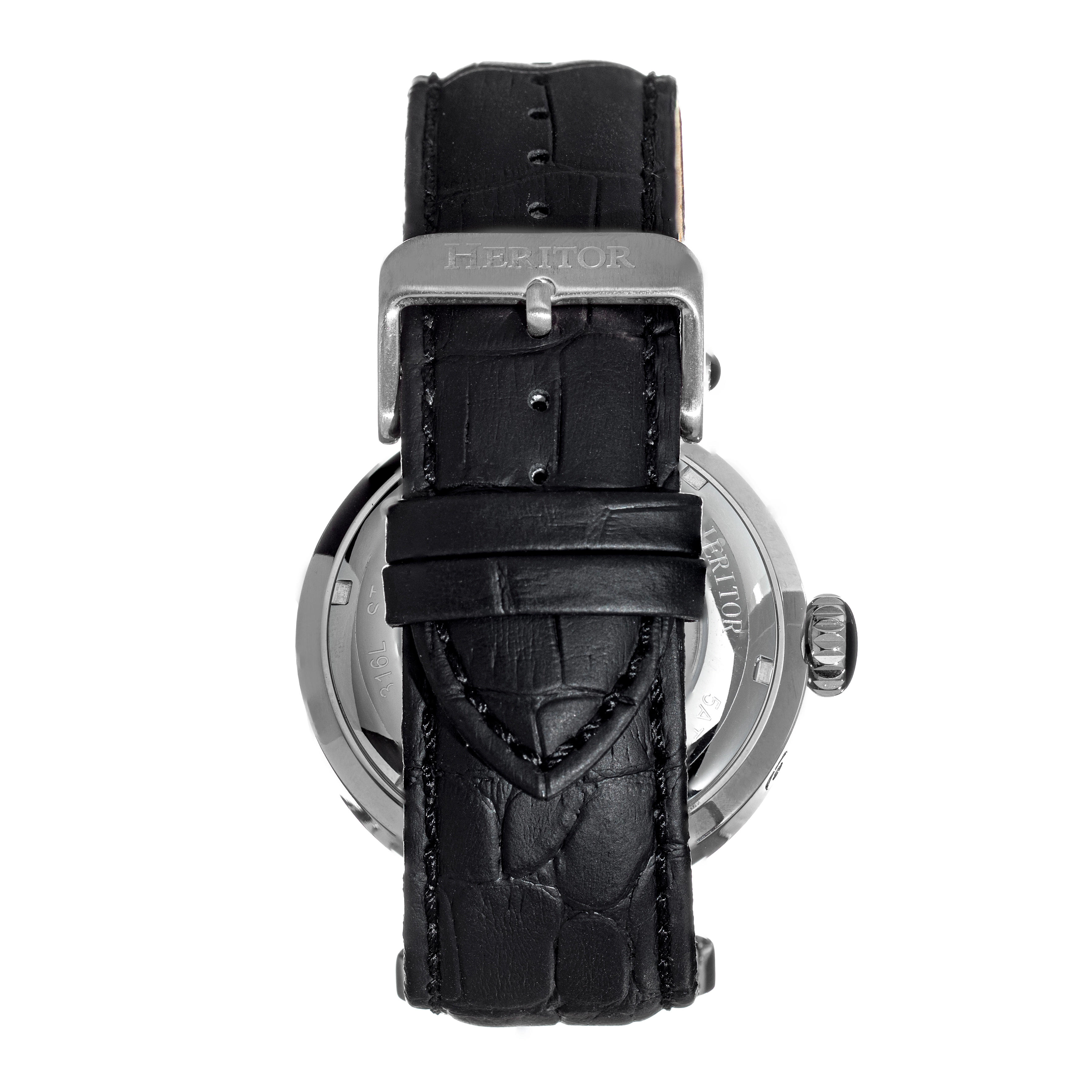 Heritor Automatic Ganzi Semi-Skeleton Leather-Band Watch