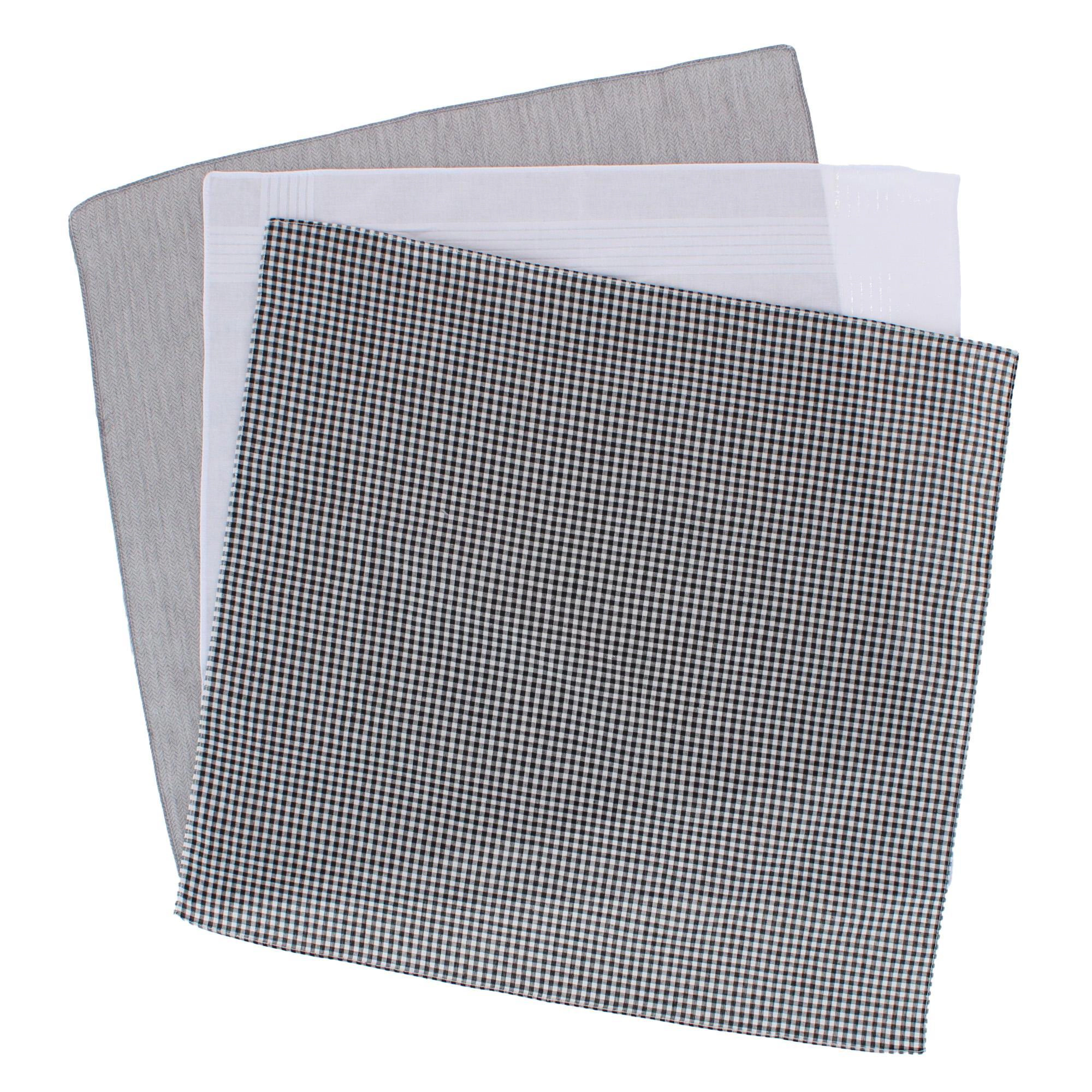 Essentials by Trafalgar Traditional Herringbone and Check Dark Handkerchiefs