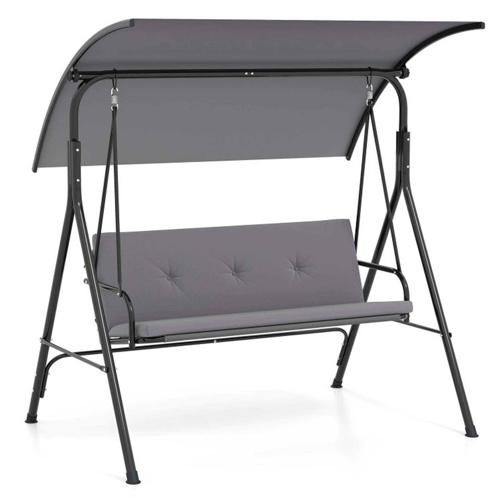 SUGIFT Gray Adjustable Canopy Removable Cushion and Metal Stand Patio Swing Chair