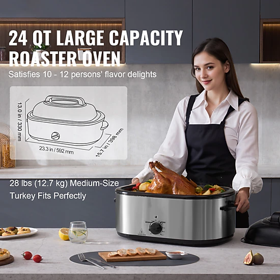 HONGGE Roaster Oven, Turkey Roaster Oven with Self-Basting Lid