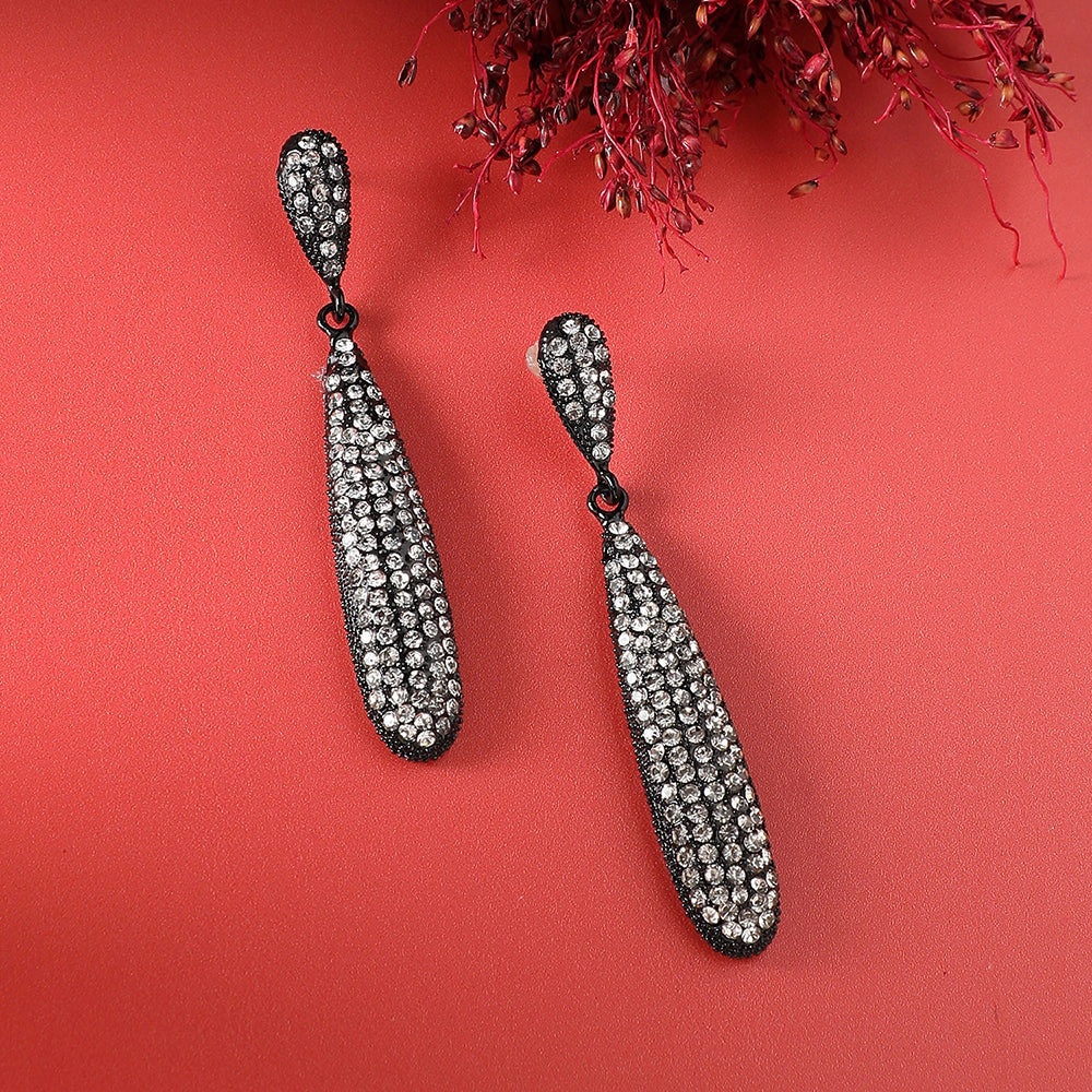 SOHI Women's Chalice Silver Bling Almond Drop Earrings