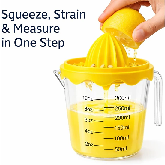 Stock Preferred Manual Citrus Juicer with 10 oz Measuring Cup Strainer and Pour Spout