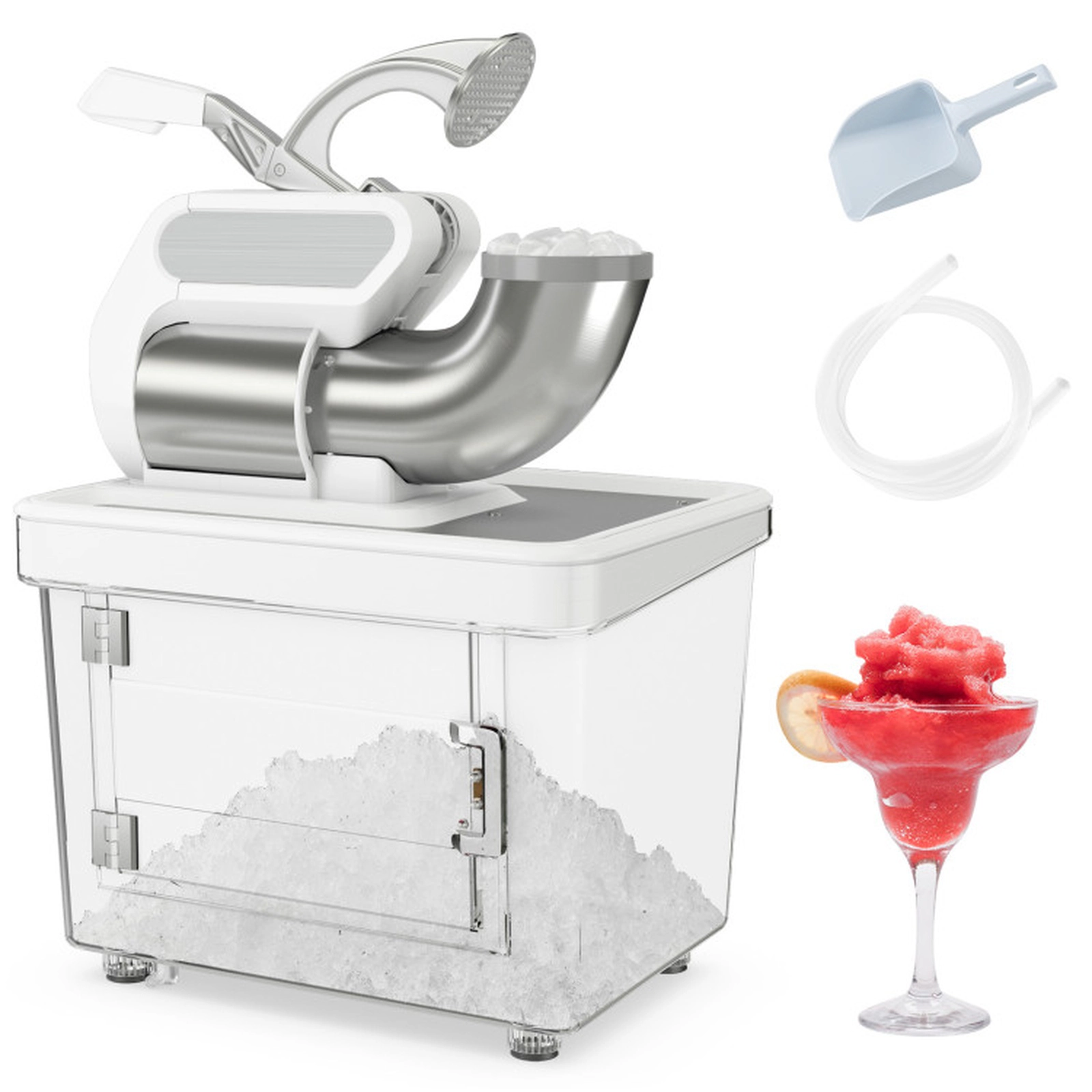SUGIFT 300W Dual Blade Commercial Ice Crusher 660-lb per Hour 10-Gallon Storage 18.5 x 14 x 33.5-in Gray